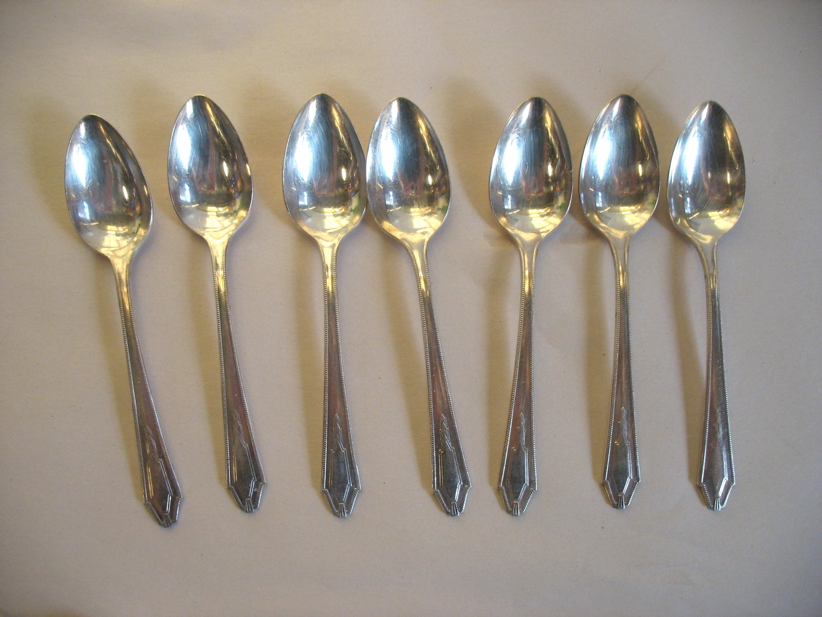 S/7 Wm A Rogers Oneida Prestige Keswick 6″ silverplate teaspoons 1931