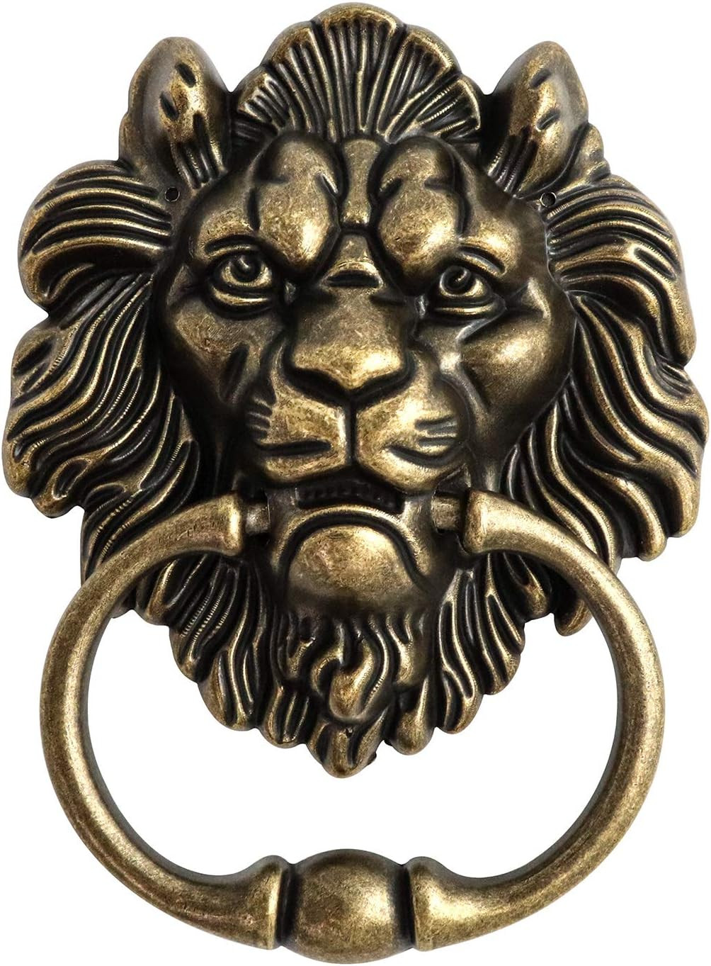 QWORK Antique Lion Head Bronze Door Knocker – Classic Vintage Design