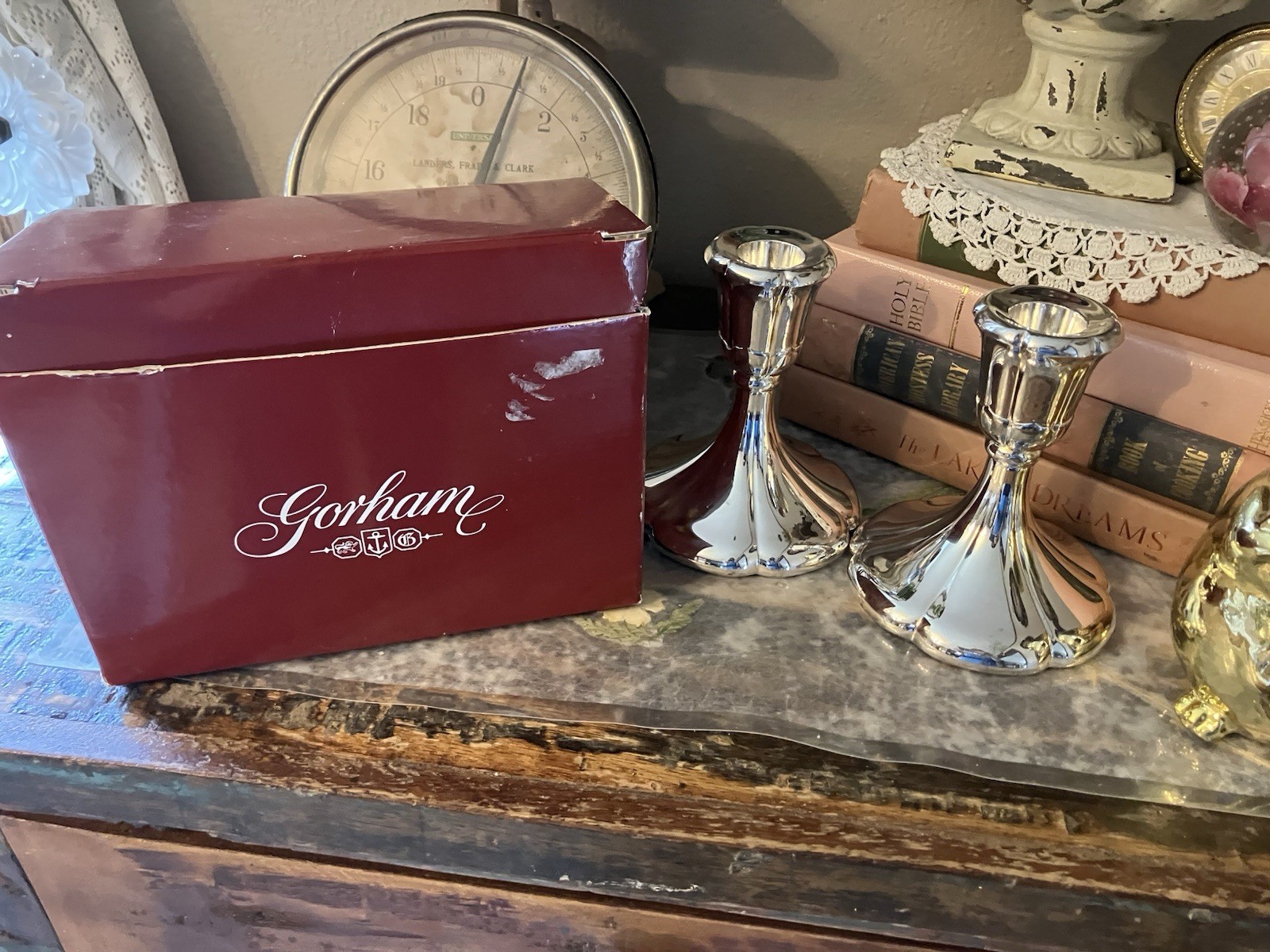 Vintage Pair Gotham Silver Plate Made In Italy Candlesticks French Country Decor