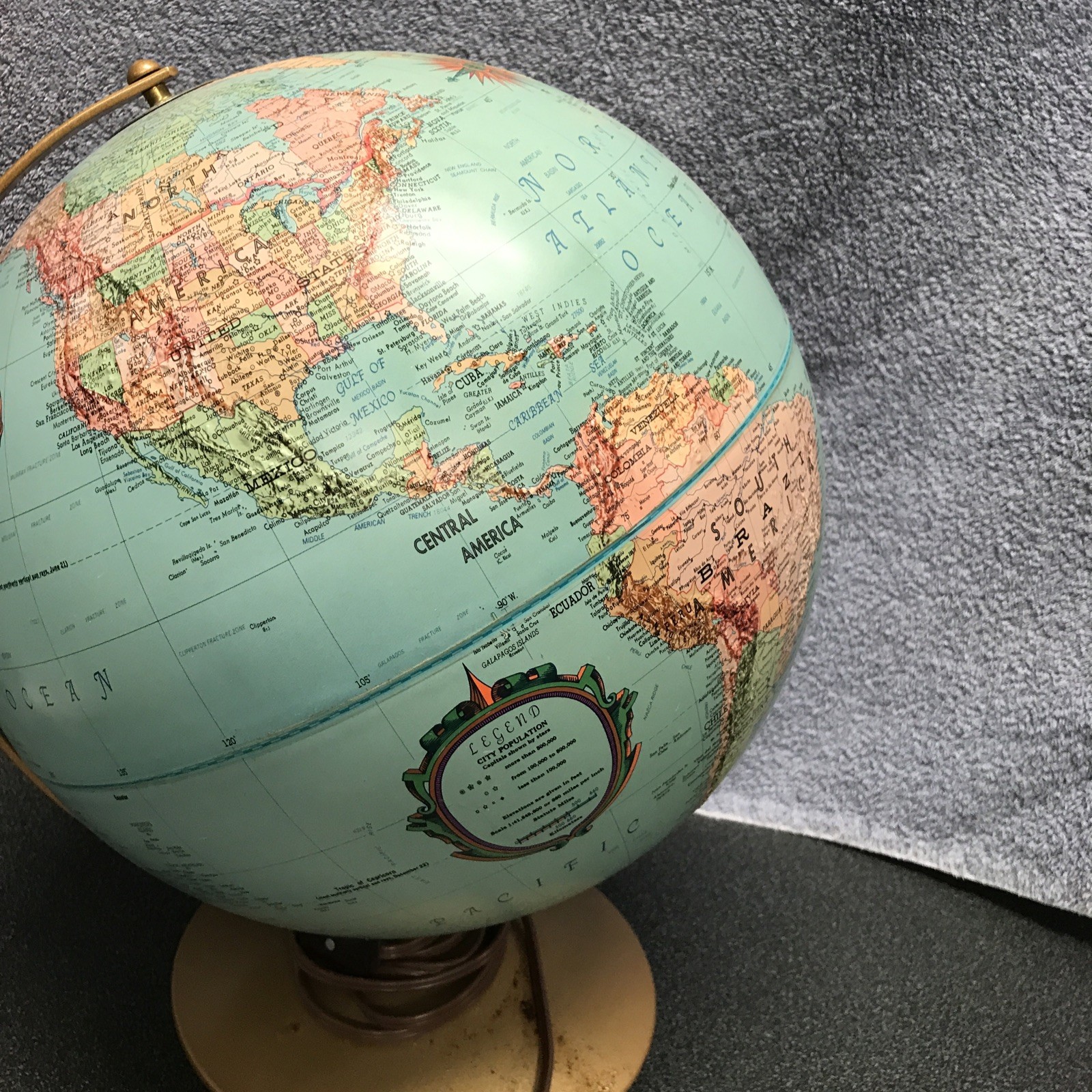 Vintage Replogle 12” World Premier Lighted Globe Lamp Illuminated Pre-Owned