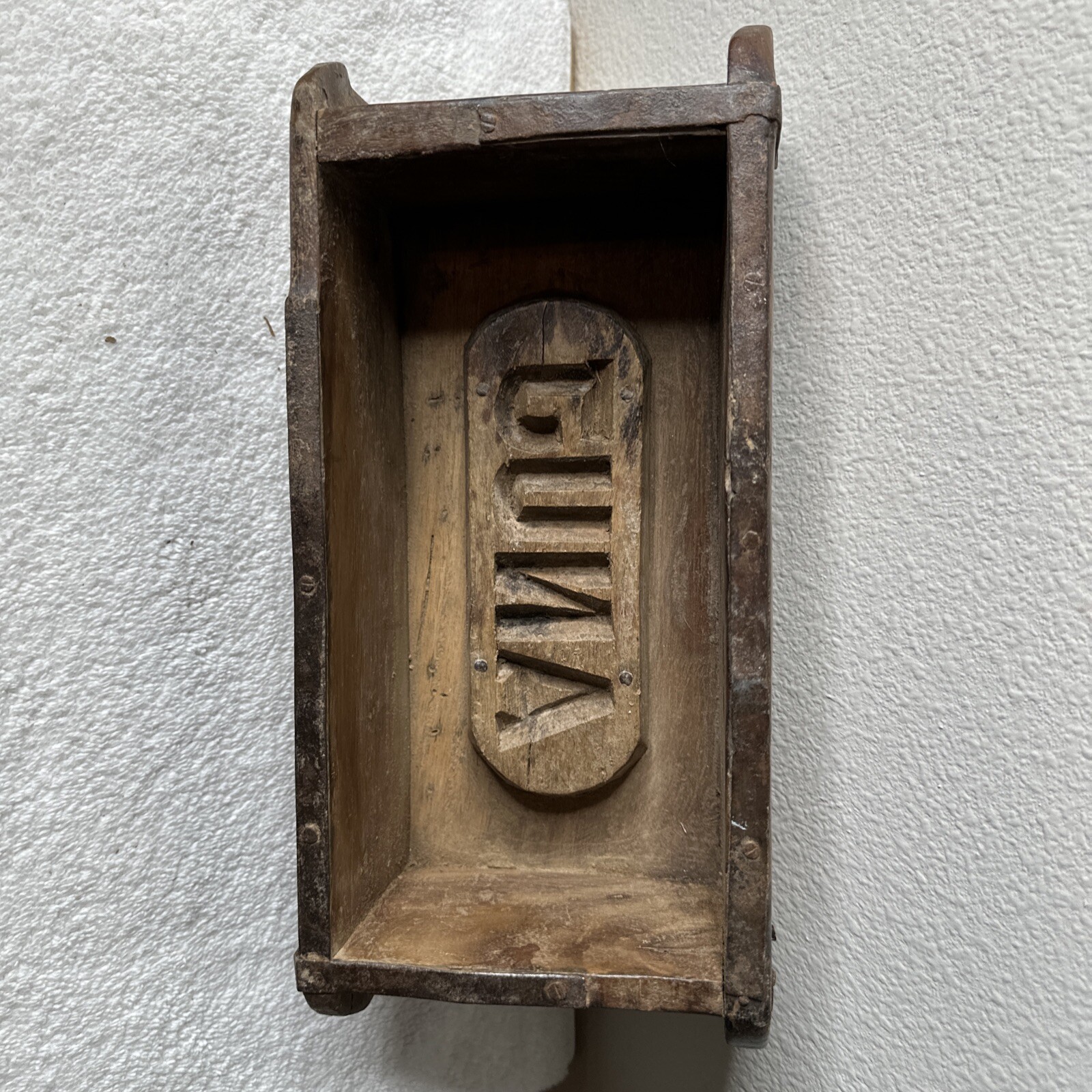 Vintage Primitive Wooden Butter Brick Mold Wood Box Farmhouse Decor Tuna