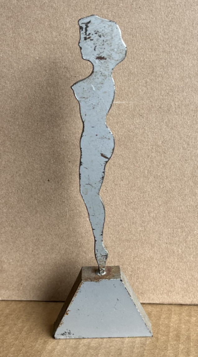 Antique Industrial Metal Art Nude Woman Outsider Bookend Deco 1940s Sculpture
