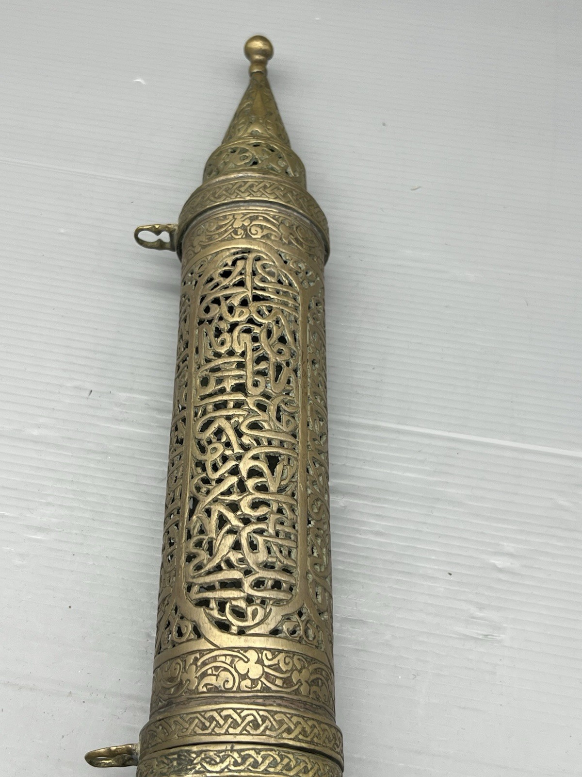 Ancient Islamic Open Work Arabic Inscriptions Bronze Messenger Box Or Pencase