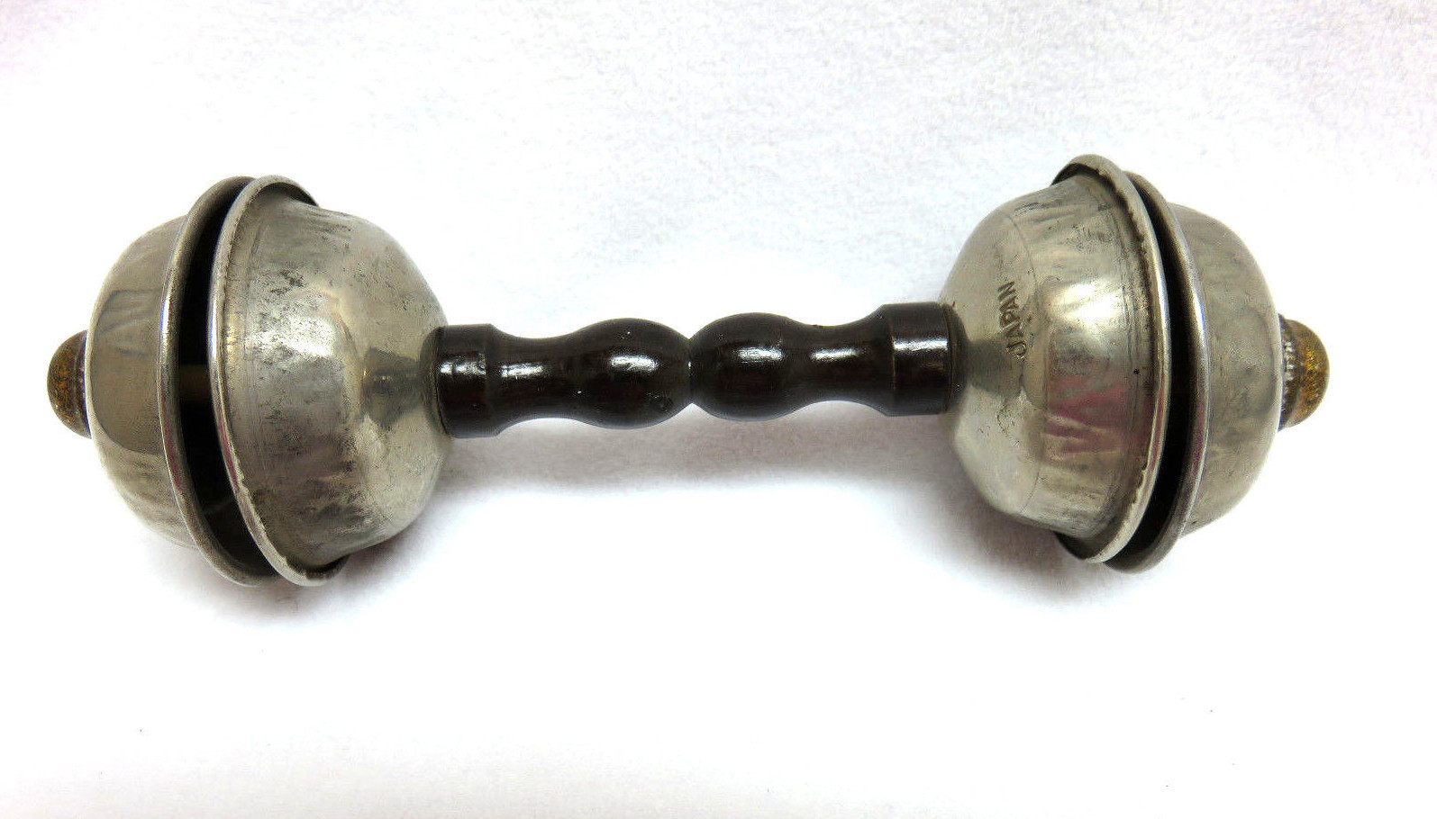 Antique Baby Rattle Circa 1900 Tin, Brass & Wood