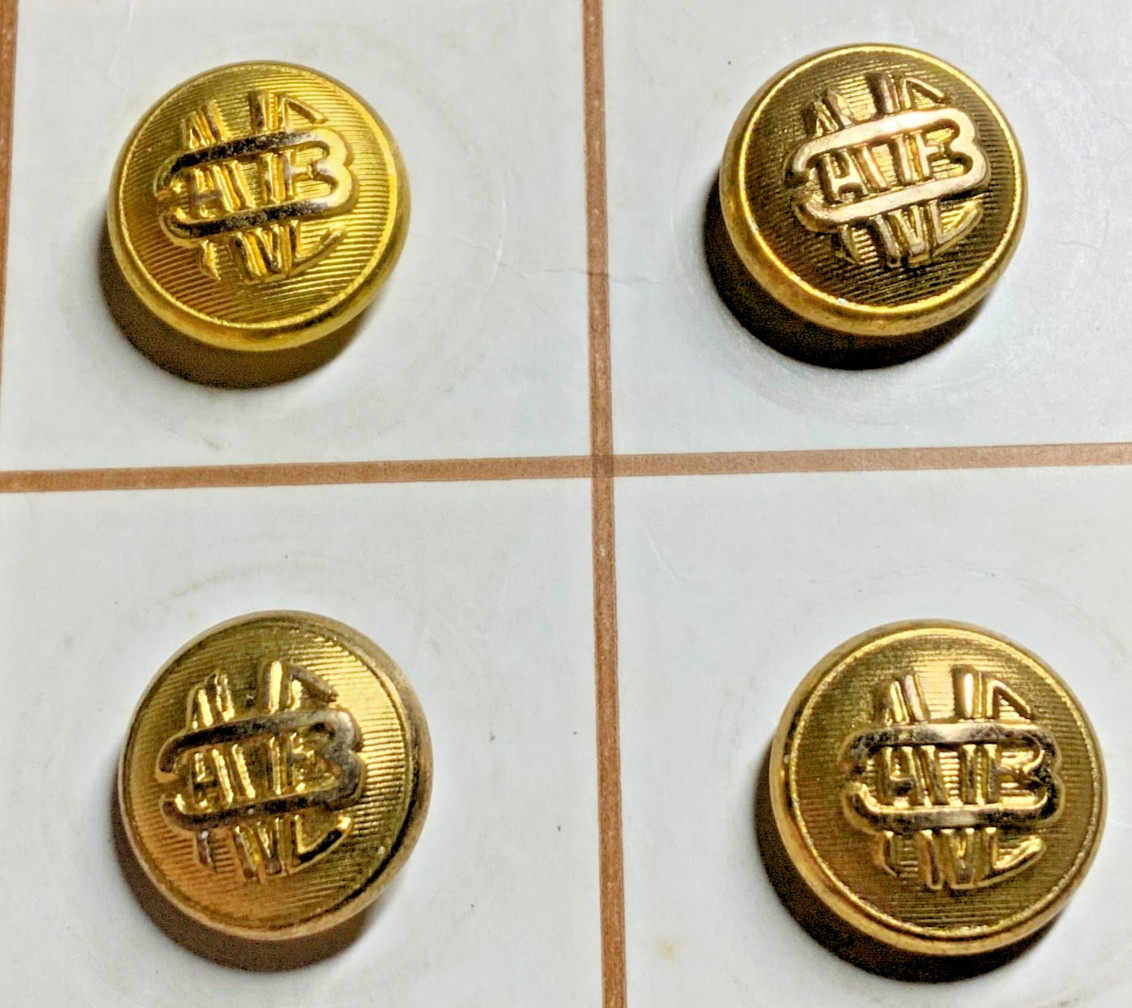 4 NYC 3rd AVE RAILROAD HORSE CAR LINE 15mm CONDUCTOR CUFF BUTTONS 1885 MINT NOS