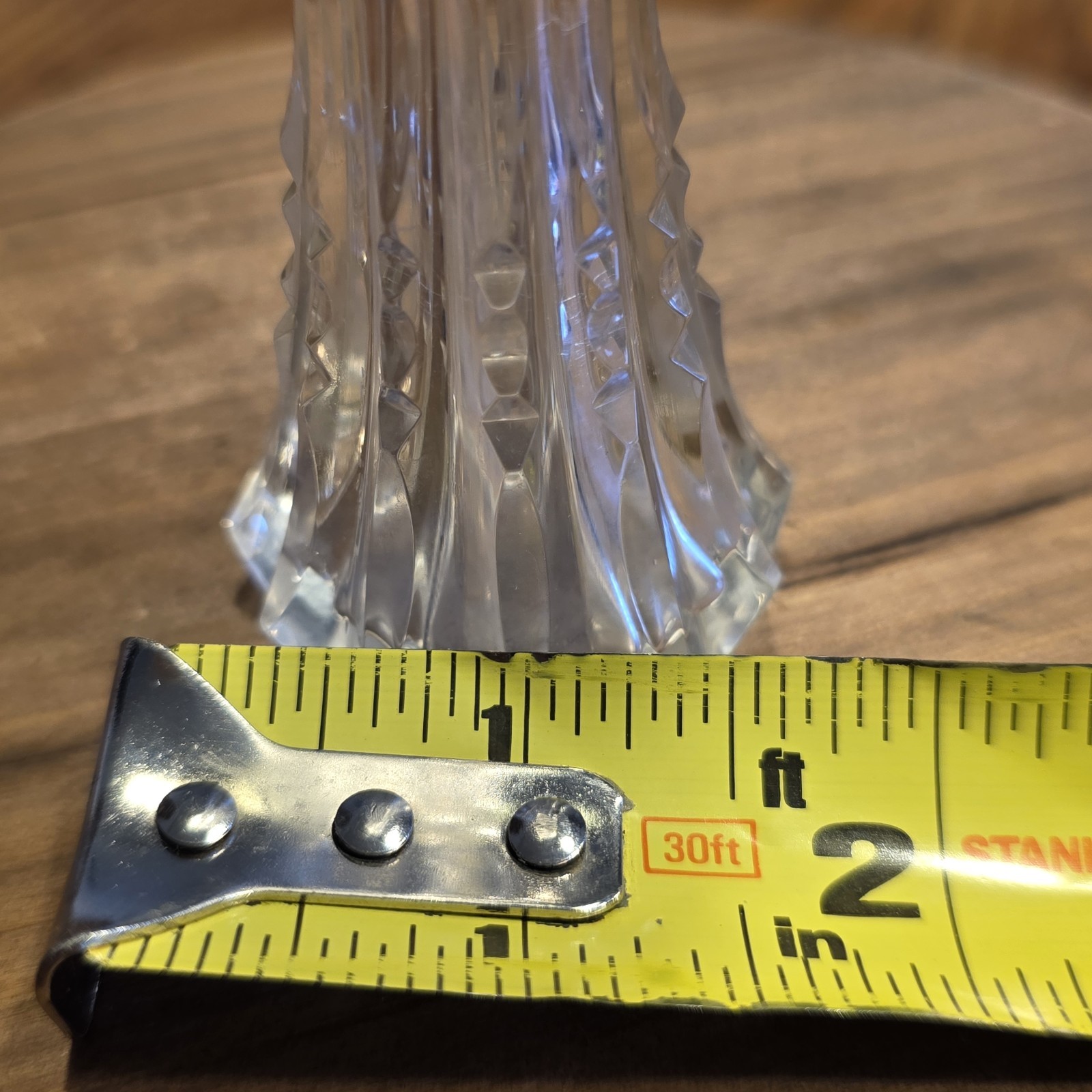 VTG AMERICAN BRILLIANT PERIOD (ABP) CUT GLASS BUD VASE, NOTCHED / ZIPPER 3.75″