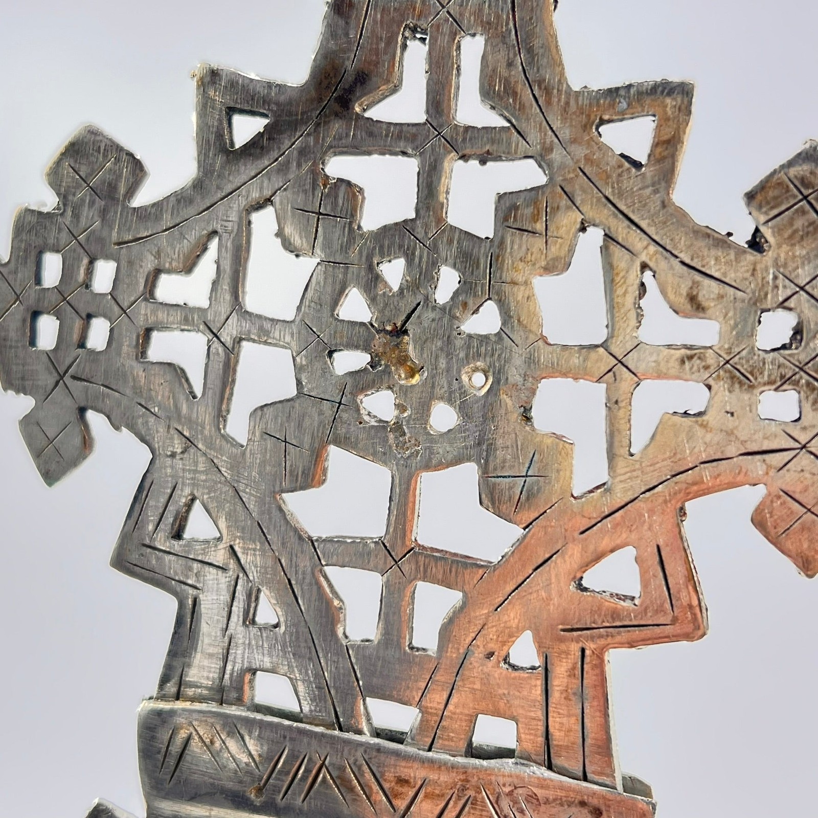 Silver Colored Coptic Processional Cross Ethiopia