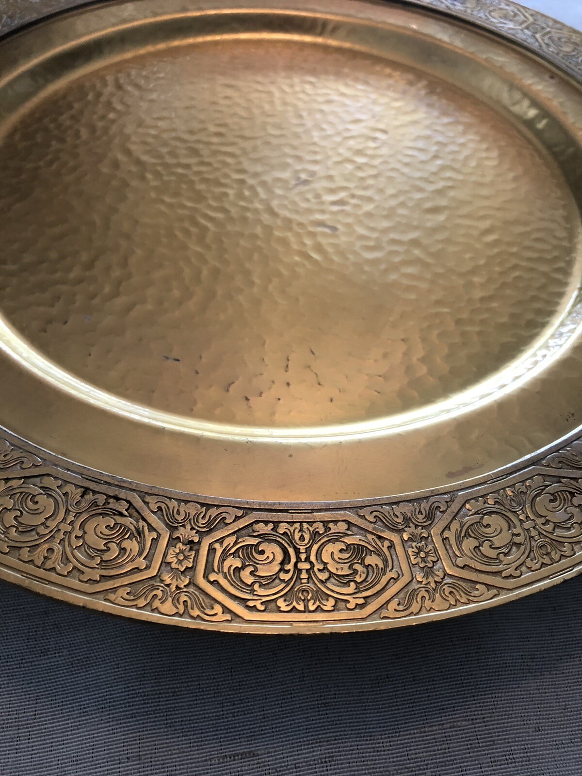 1920’s Apollo Studios By BERNARD RICE’S SONS 10.5” Brass Charger Plates Set Of 2