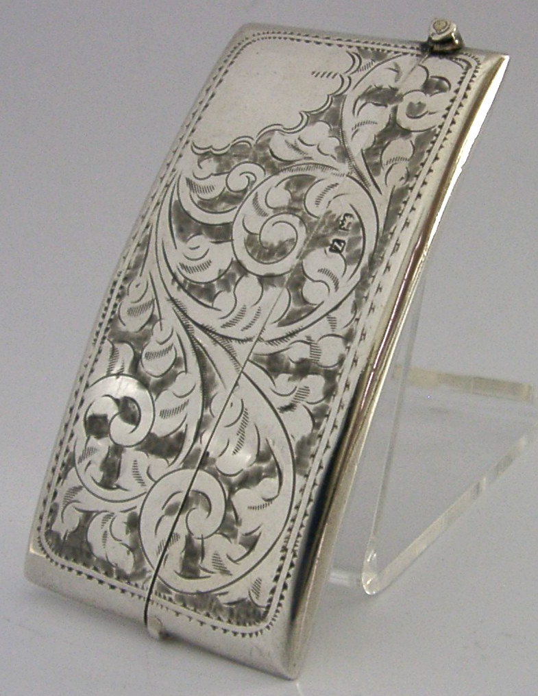 BEAUTIFUL ENGLISH SOLID STERLING SILVER CARD CASE 1924 ANTIQUE 40g