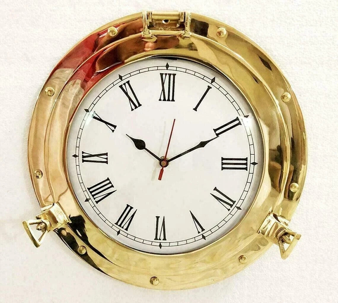 10″ Porthole Clock Marine Brass Ship Maritime Wall Clock – Home Decor-