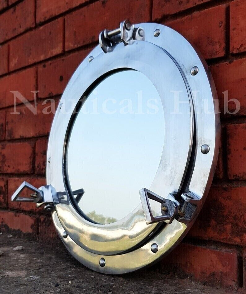 Nautical Silver Porthole Mirror Glass Round Porthole Ship Windows Porthole