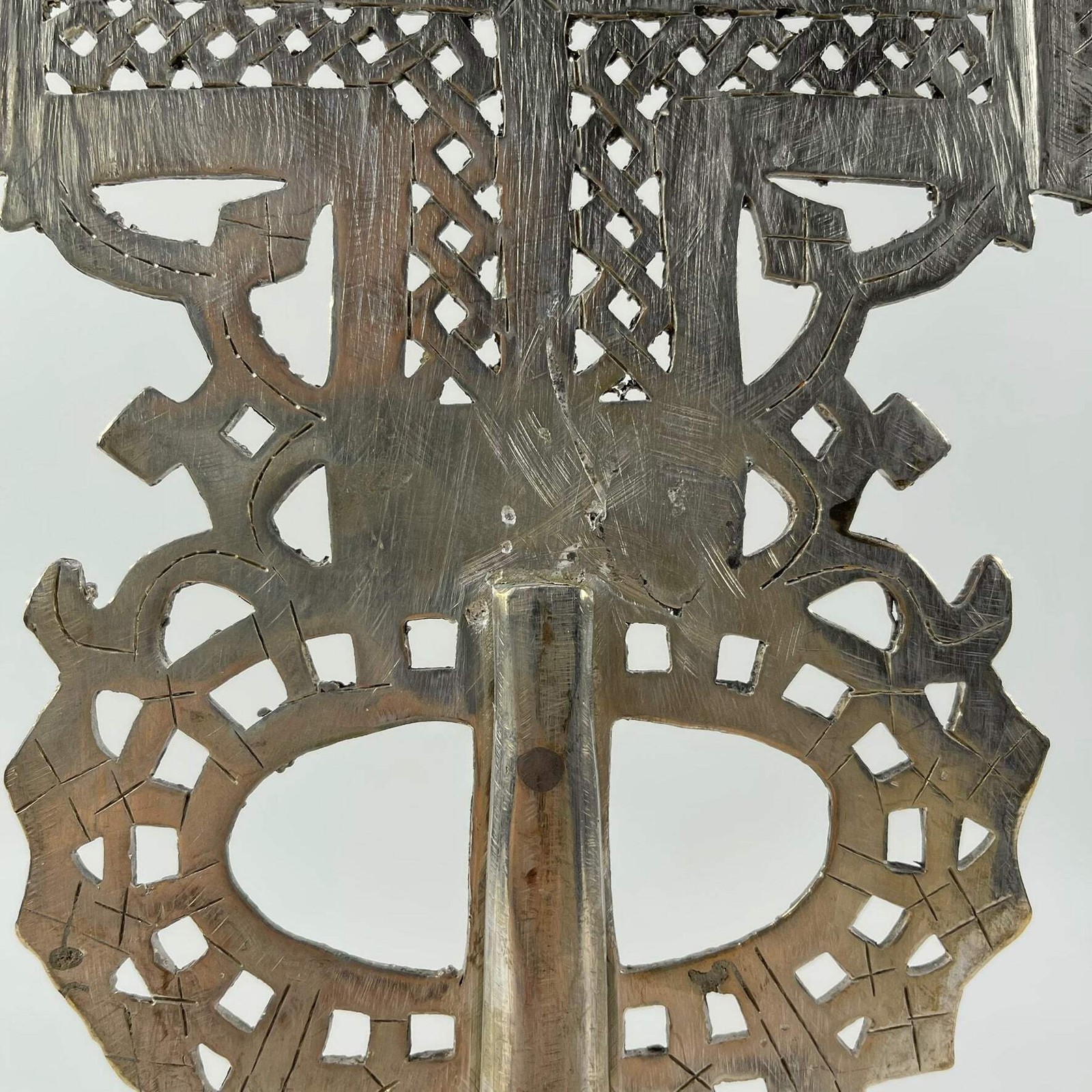 Silver Colored Coptic Processional Cross Ethiopia