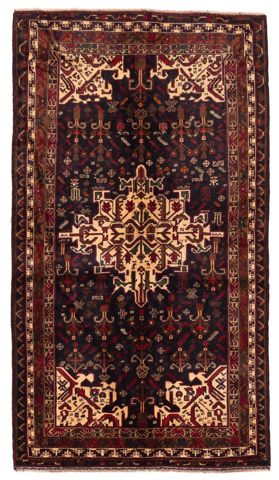 Vintage Hand-Knotted Area Rug 3’9″ x 6’7″ Traditional Oriental Wool Carpet