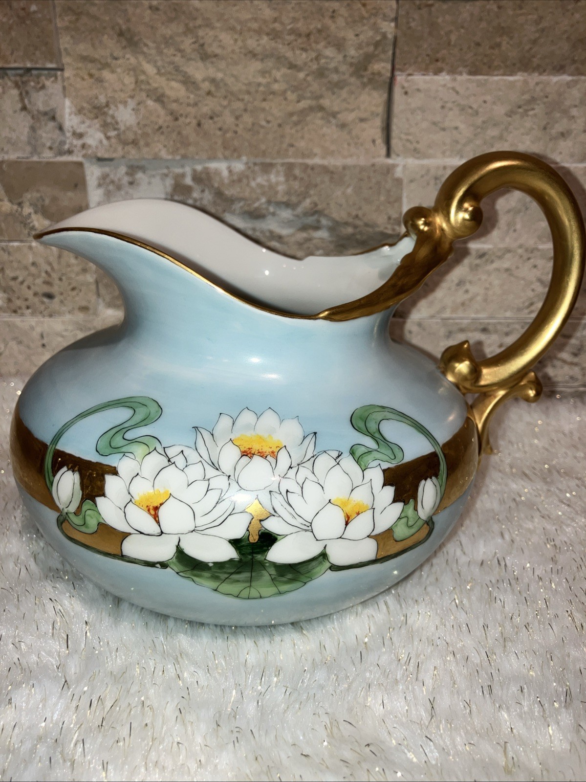 Rare TRESSEMANES & VOGT ( T&V) Limoges French Porcelain 1891-1919 Cider Pitcher