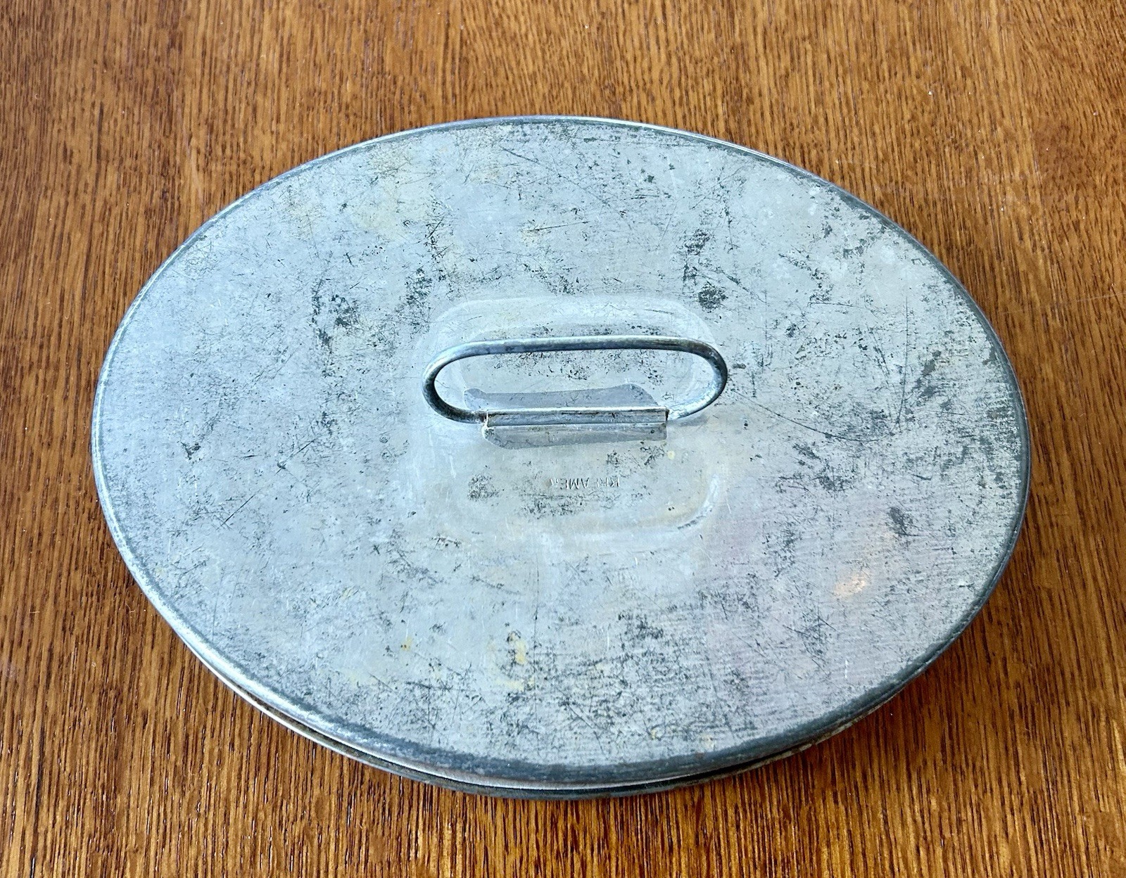 Antique Primitive Tin Jello Cake Bread Mold W/ Base Melon Shape By Kreamer