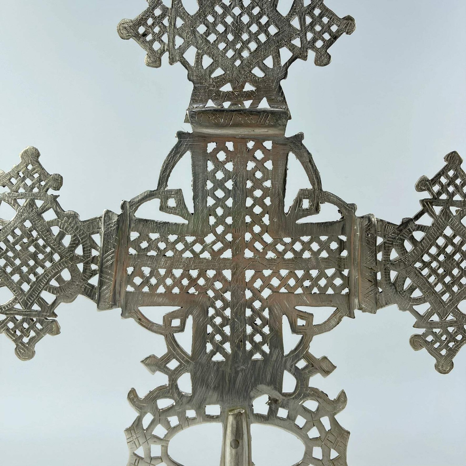 Silver Colored Coptic Processional Cross Ethiopia