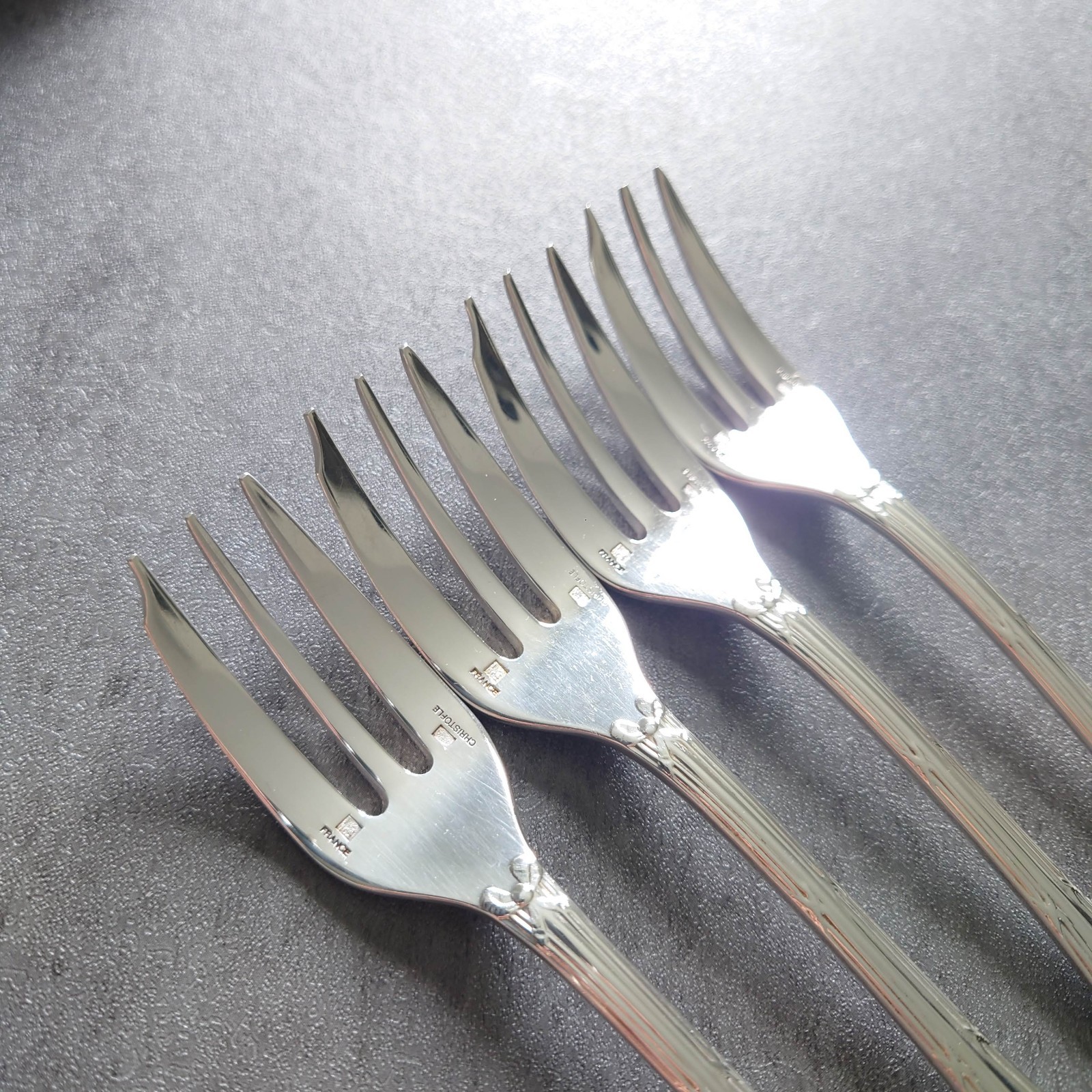 Christofle Rubans Silverplate Flatware Cake Fork 4pcs Excellent