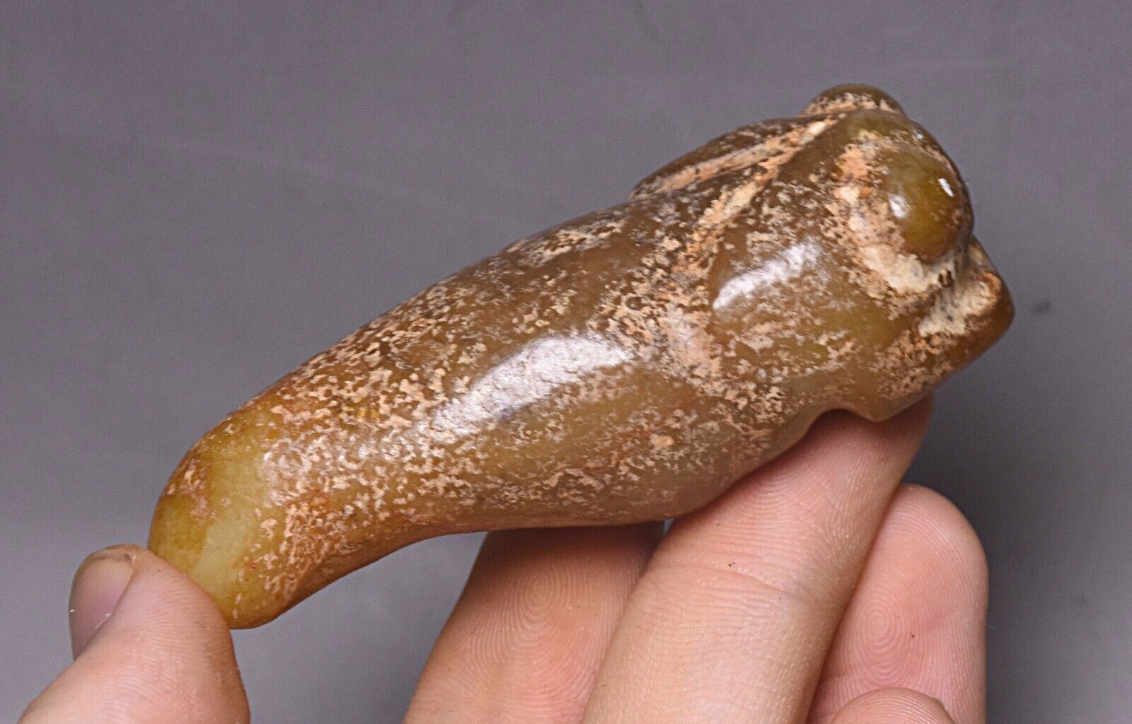 7CM China Hongshan Culture Old Jade Carve Cicada Cicala Animal Amulet Pendant