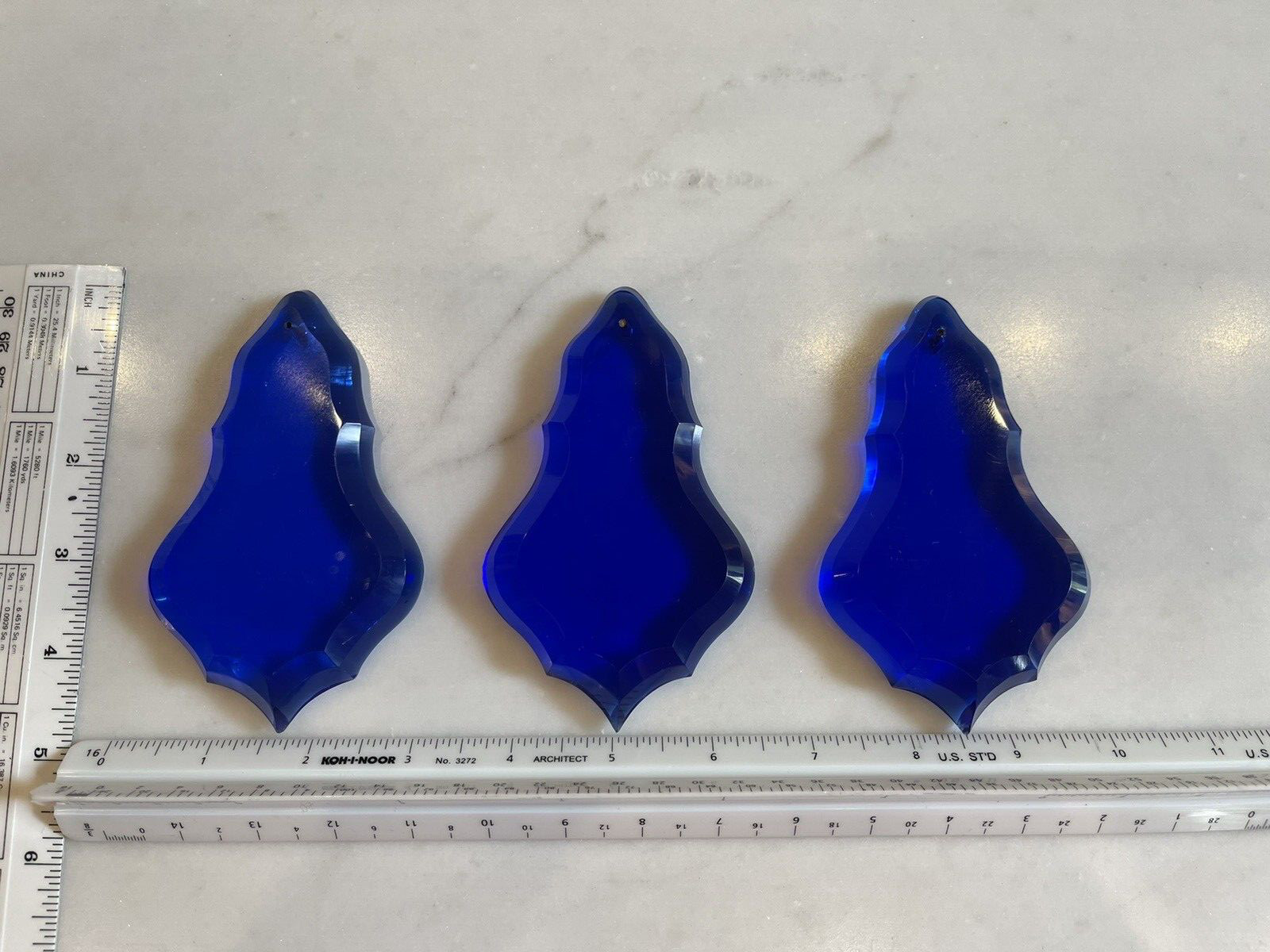 Vintage Huge Cobalt Blue Chandelier Prism 4 3/4 in by 2 1/2 in – 1/2 in Thick