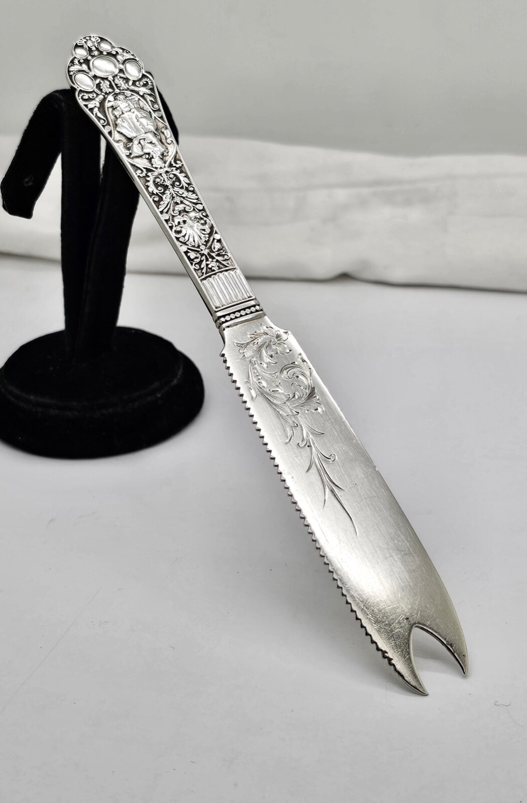 SUPER RARE GORHAM MEDICI OLD STERLING SILVER BAR KNIFE,7″,LADY IN WAITING