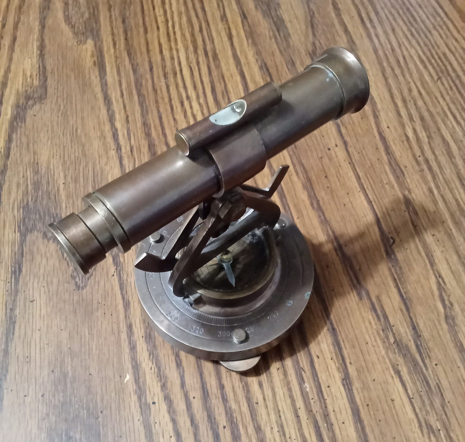 Brass Alidade Telescope with Compass Replica Decor