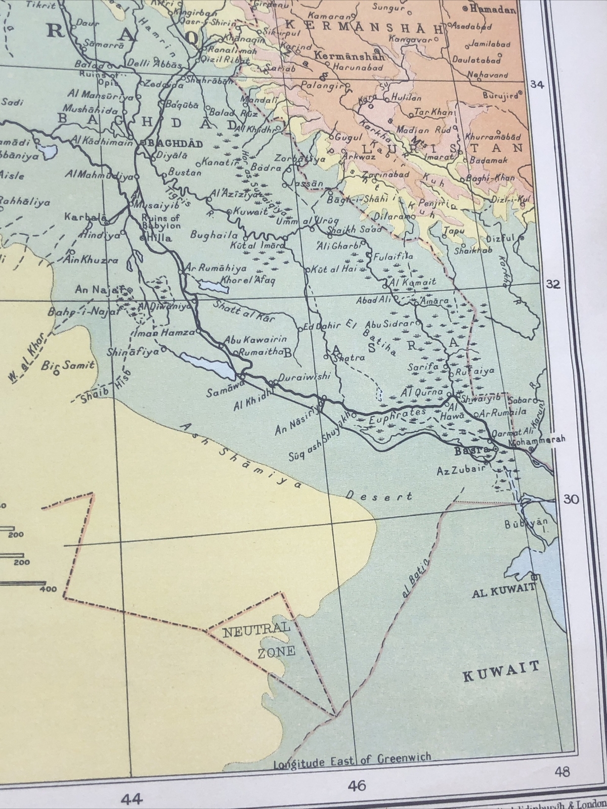 1943: Map The Near East Physical Larger Than A3 Original Vintage Print 48/49