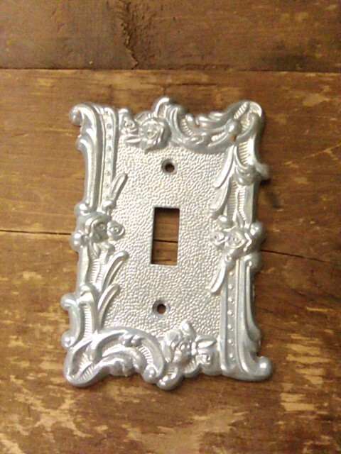 Vintage Edmar Brass With Bue/silverish Glazed Paint #601 Light Switch Cover