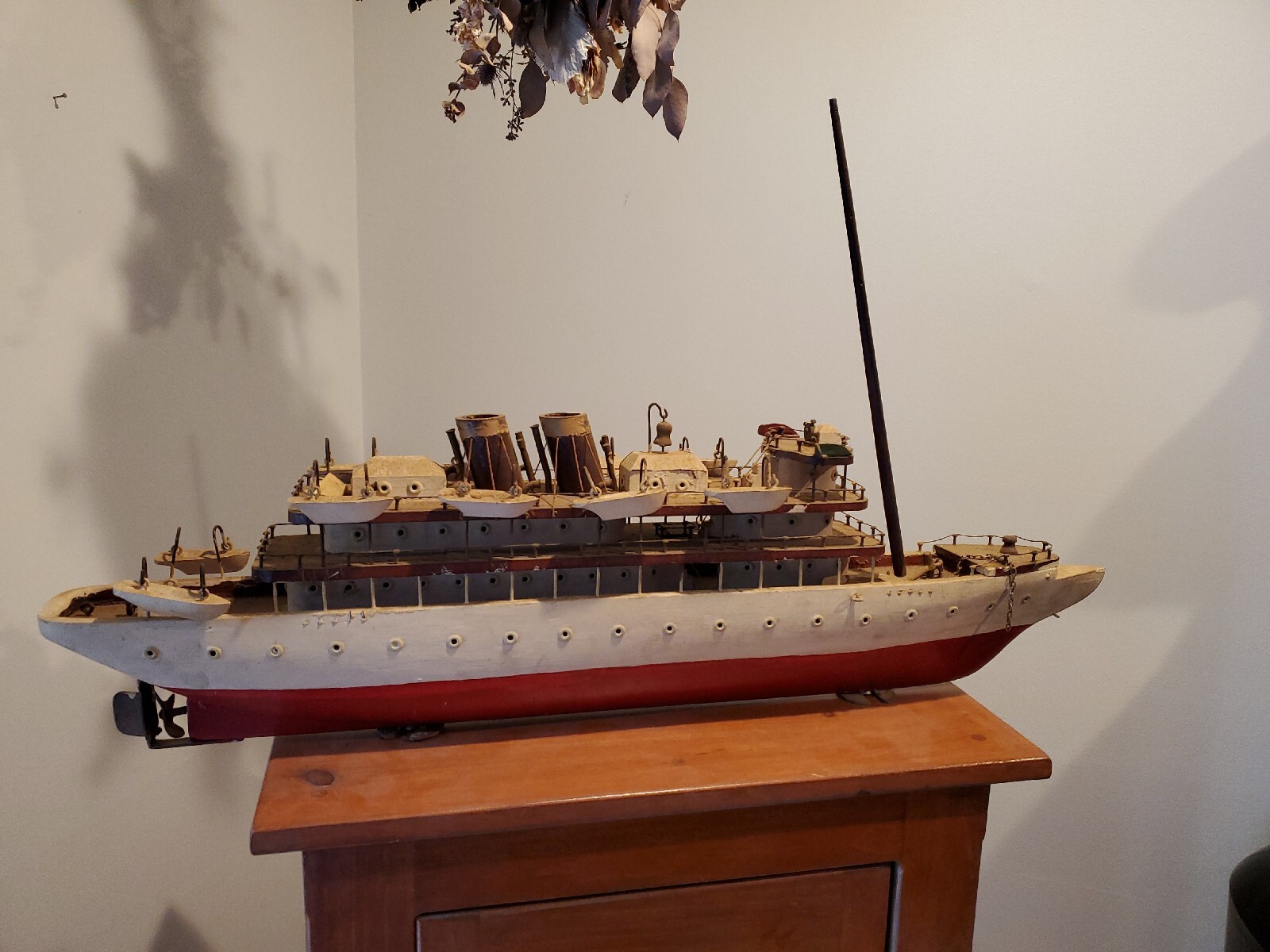 RARE Custom 1880-1920 Handmade Wooden Ship Steam Boat Cruise Sail Model 🚢