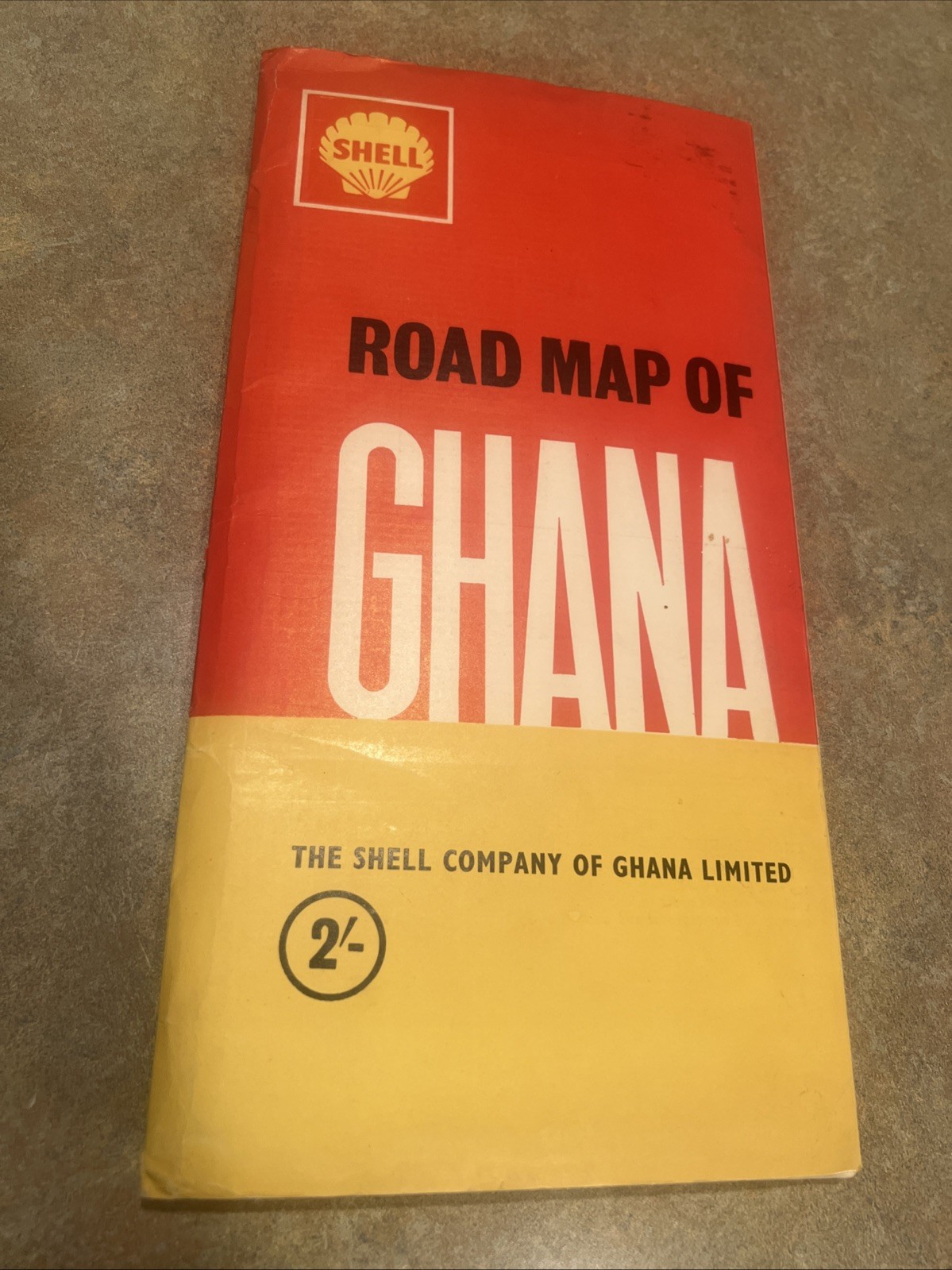 SHELL ROAD MAP OF GHANA 11”x6” Near Mint 1960s