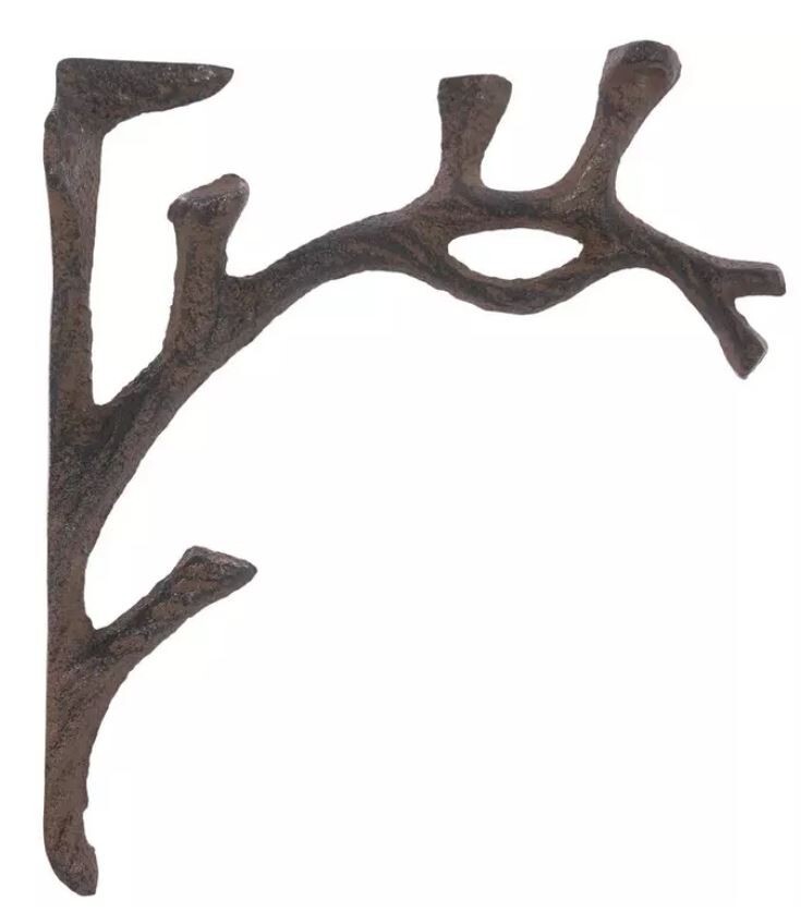 2 Rustic Cast Iron Shelf Bracket Wall Mount Hardware Brace Tree Branch Sculpture