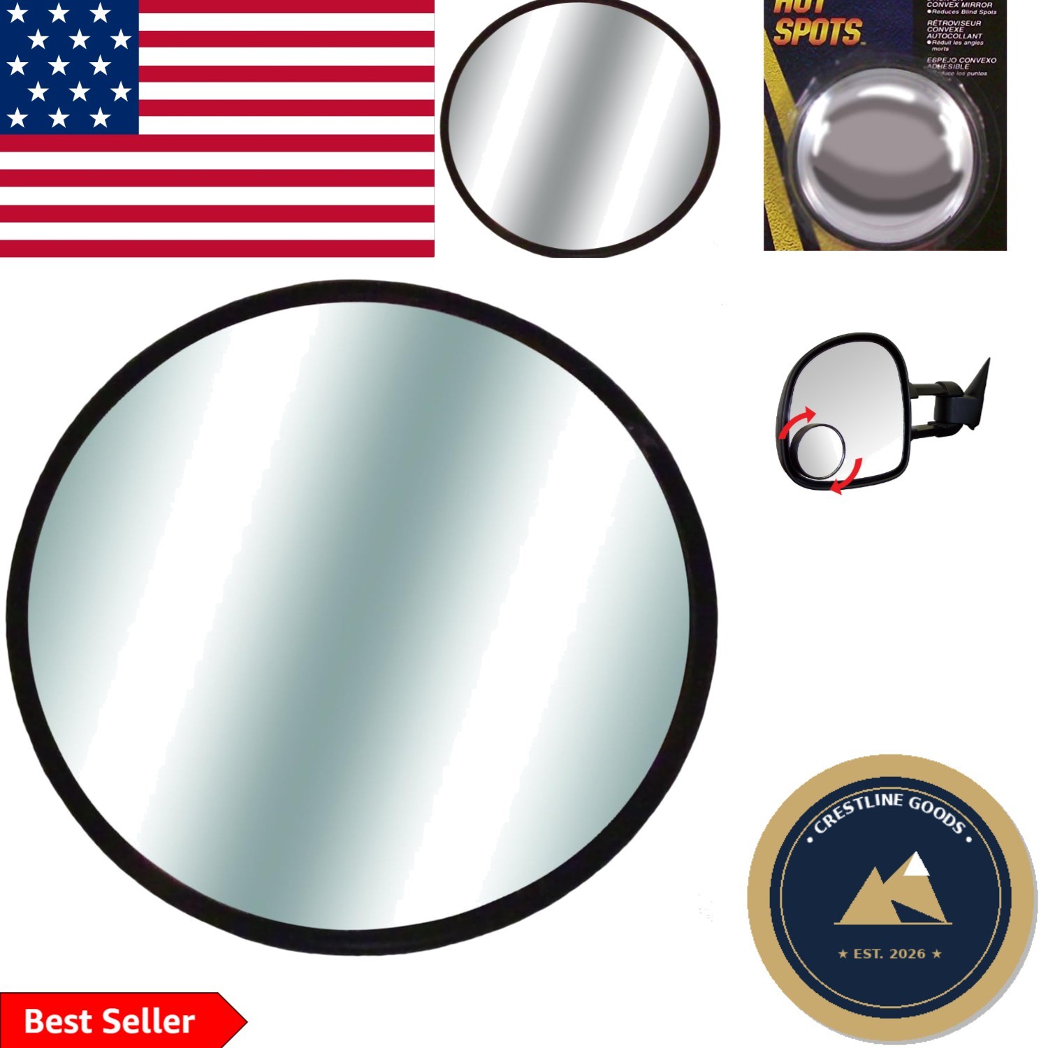 Lightweight Round Convex Mirror 3.75” – Ideal Blind Spot Solution for Cars