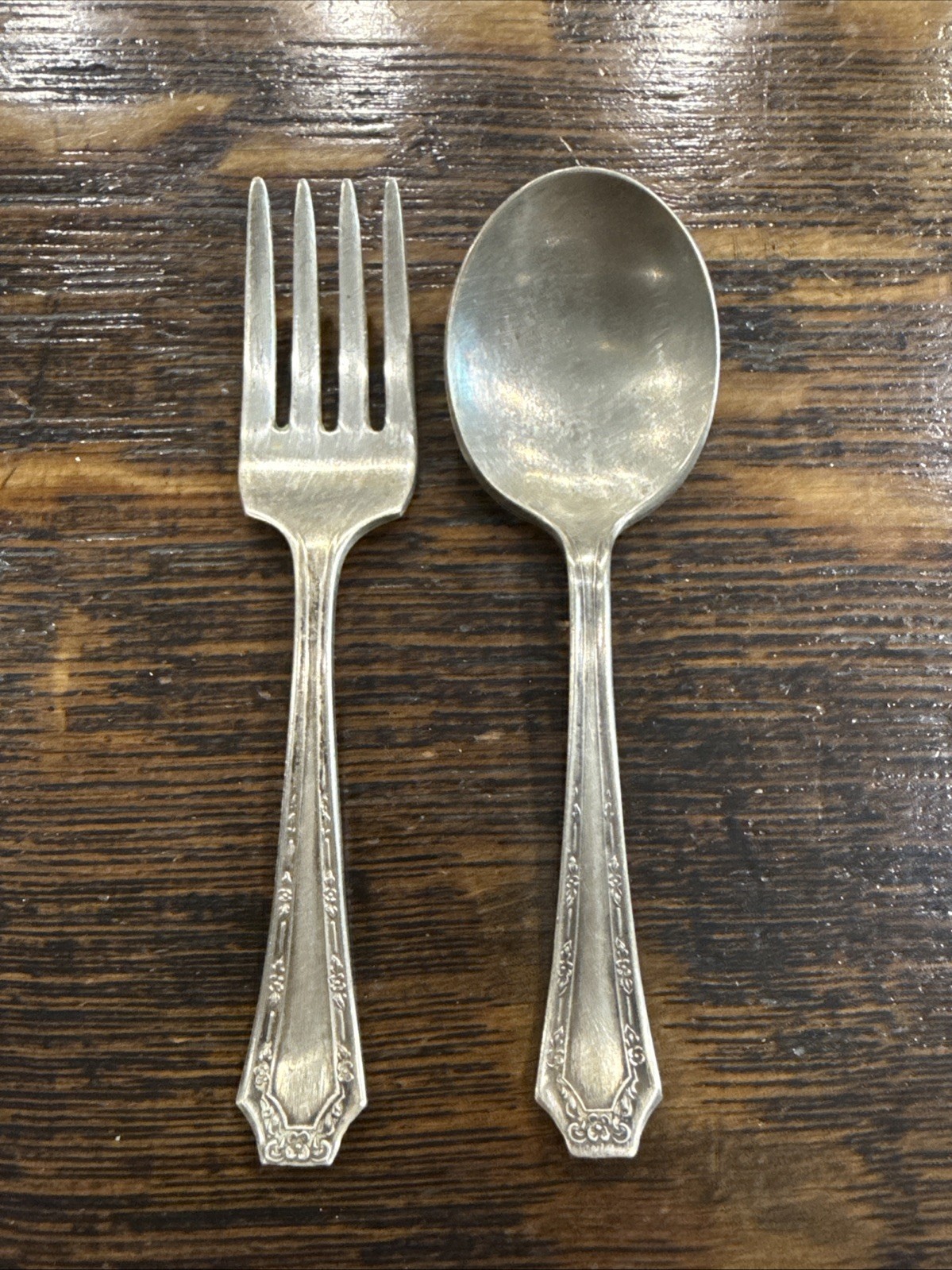 Vintage Fairfield Silverplate Toddler Baby Child Spoon Fork