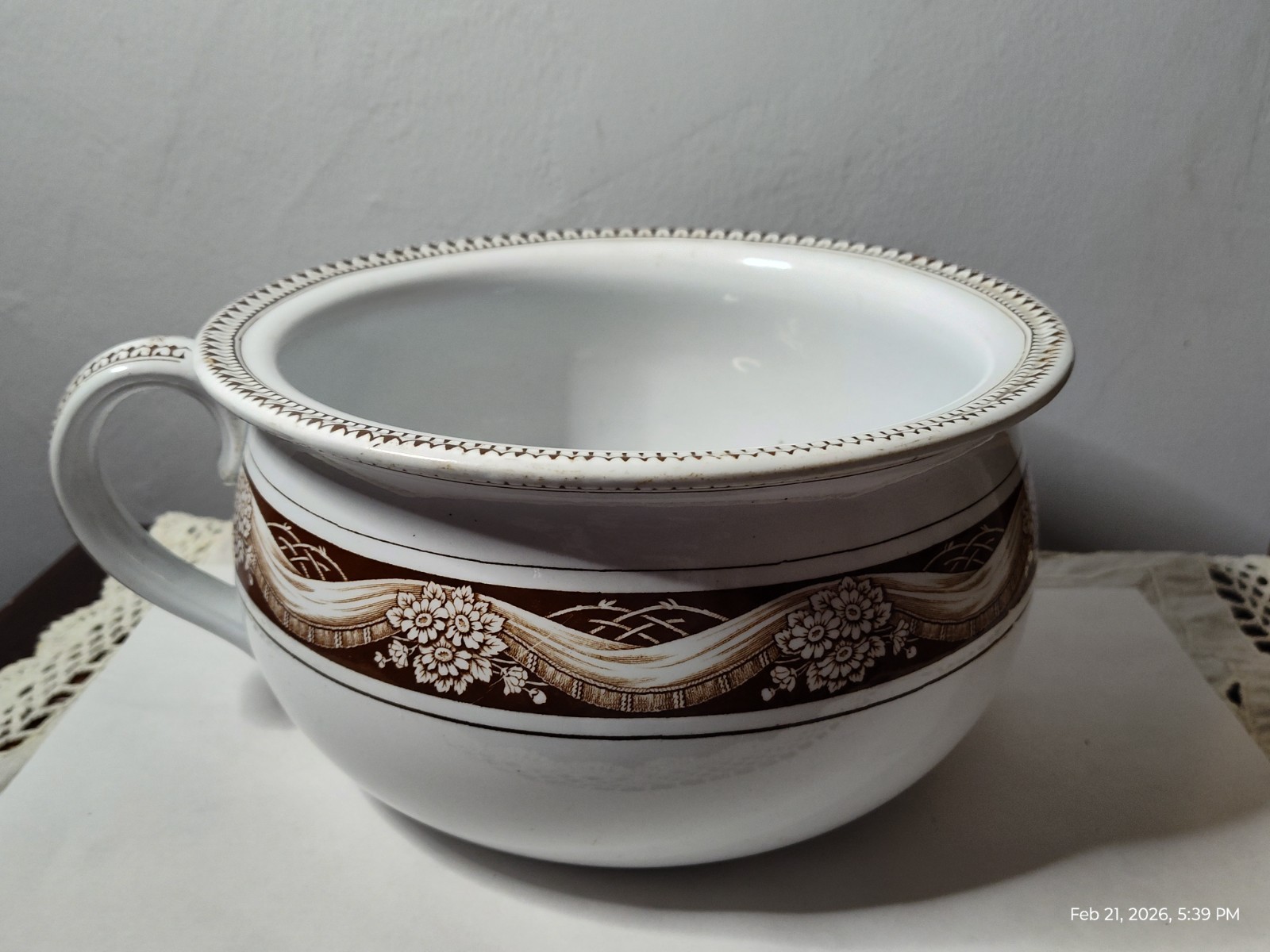 Antique 19c BWM & Co. Alexandra Pattern Chamber Pot From Staffordshire England