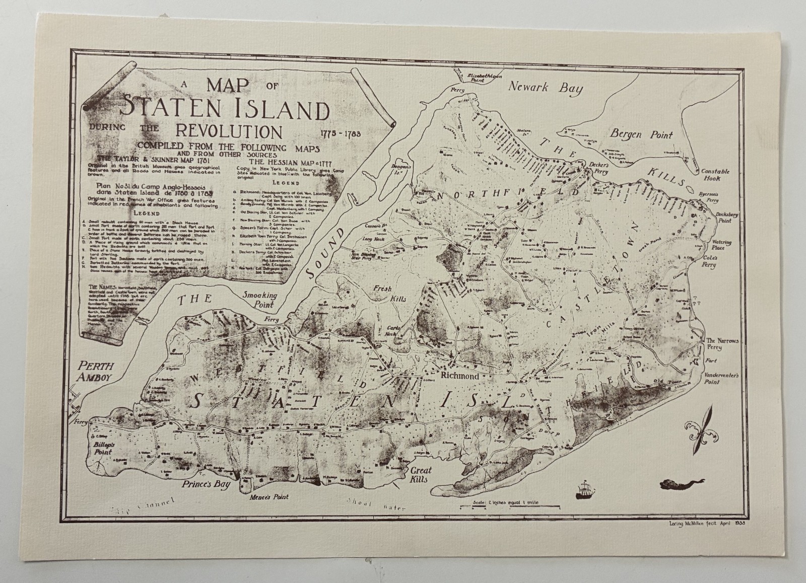RARE! Historical Pictorial Map of Staten Island – Loring McMillen April 1933