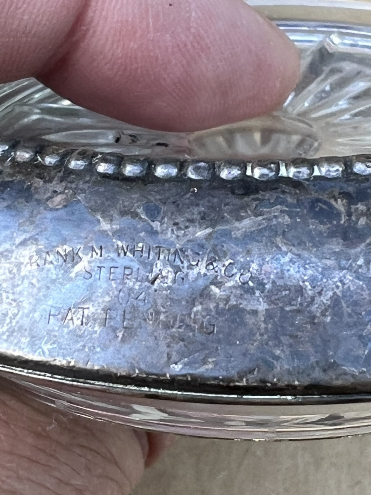 Vintage Frank M. Whiting & Co Sterling Silver Beaded Rim Glass Coasters Set of 4