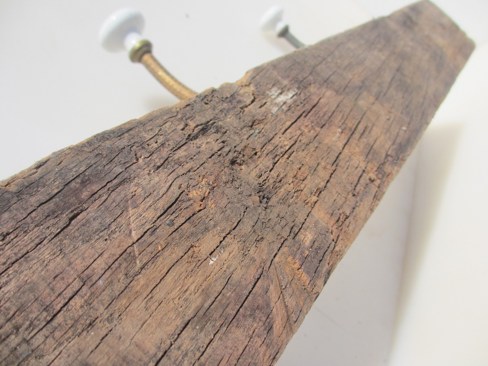Victorian Wooden Coat Rack Brass Hat Hangers Hooks Old French Wood Antique 27″W