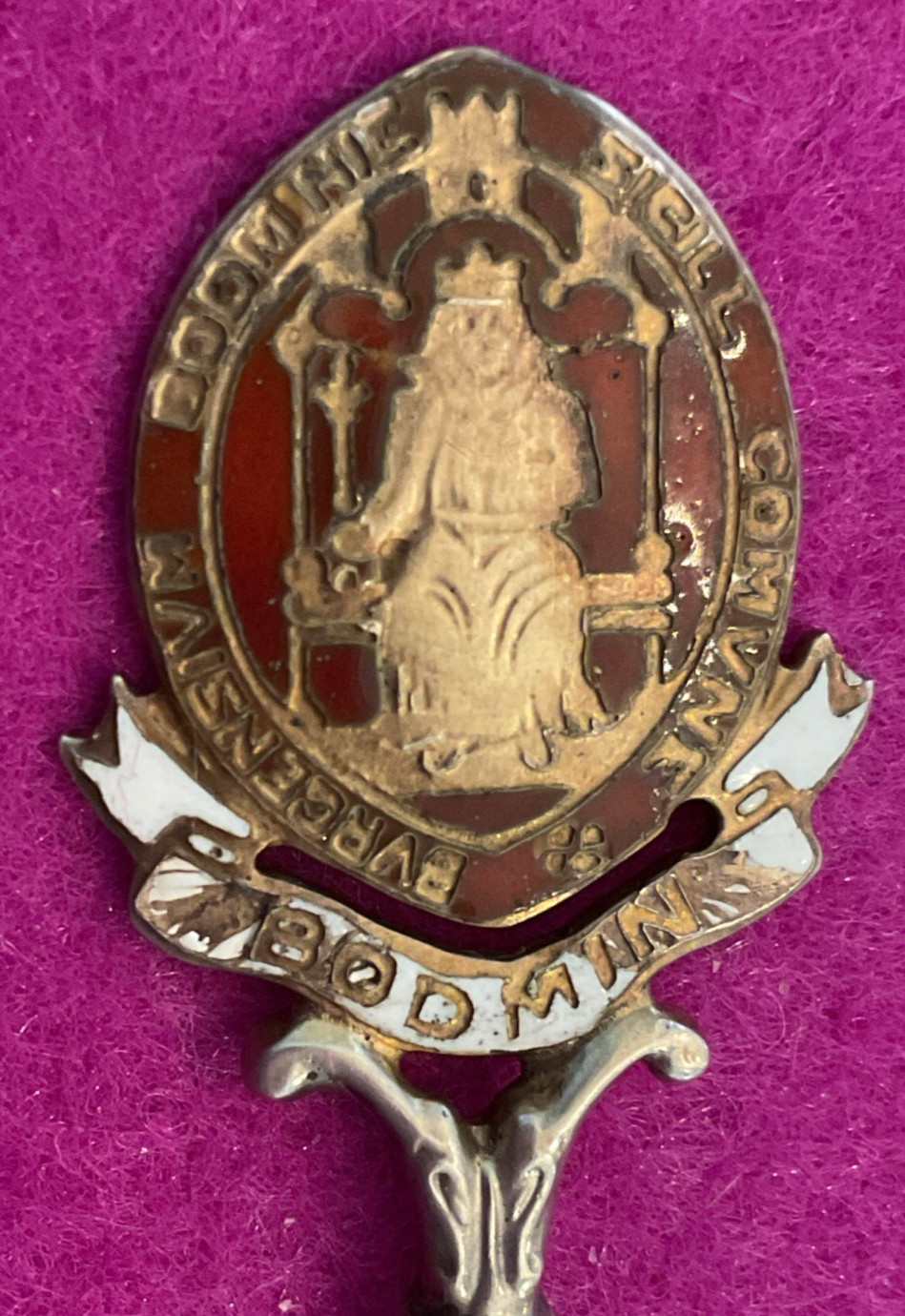 Bodmin Cornwall England Coat of Arms King Arthur Sterling Souvenir Spoon 14.5g