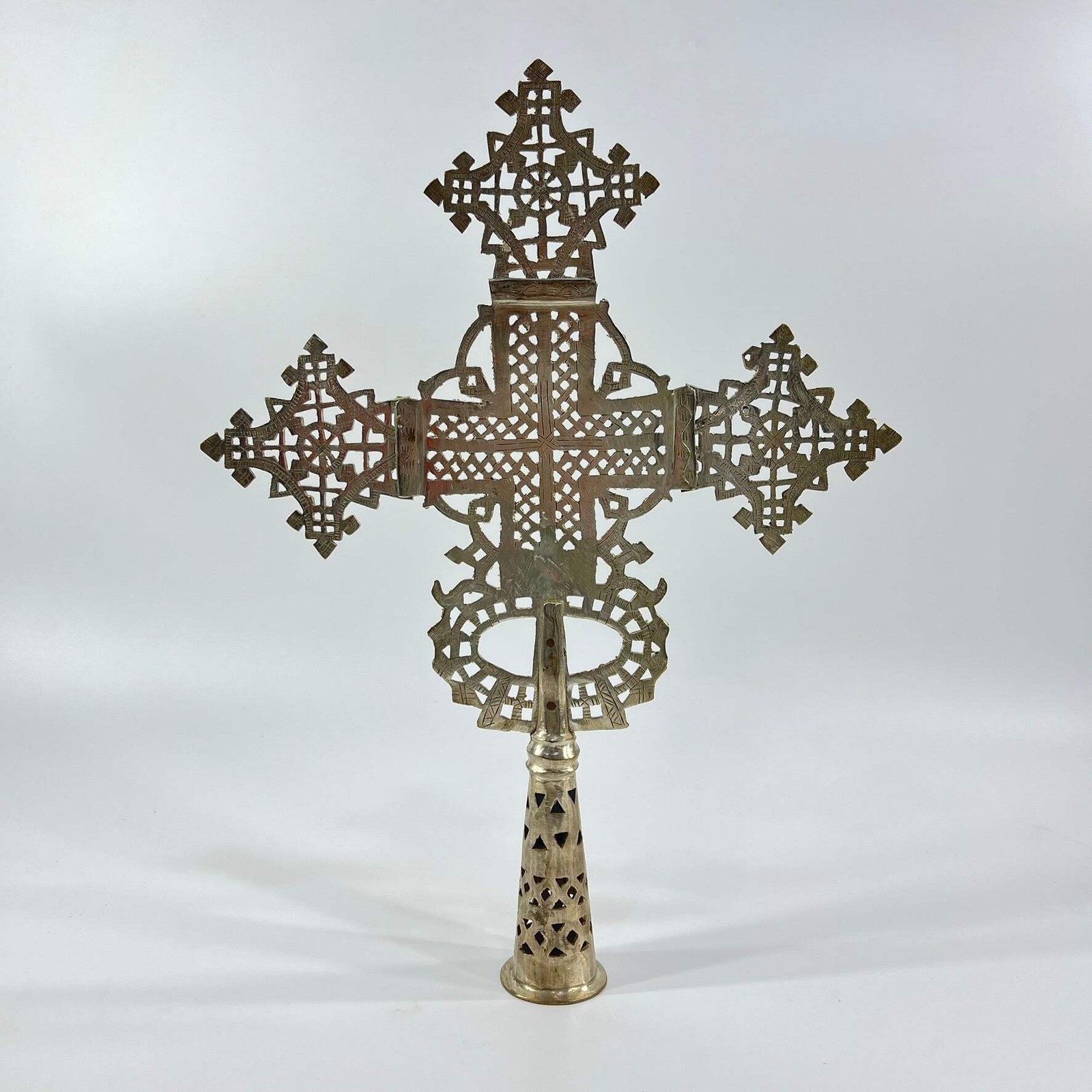 Silver Colored Coptic Processional Cross Ethiopia