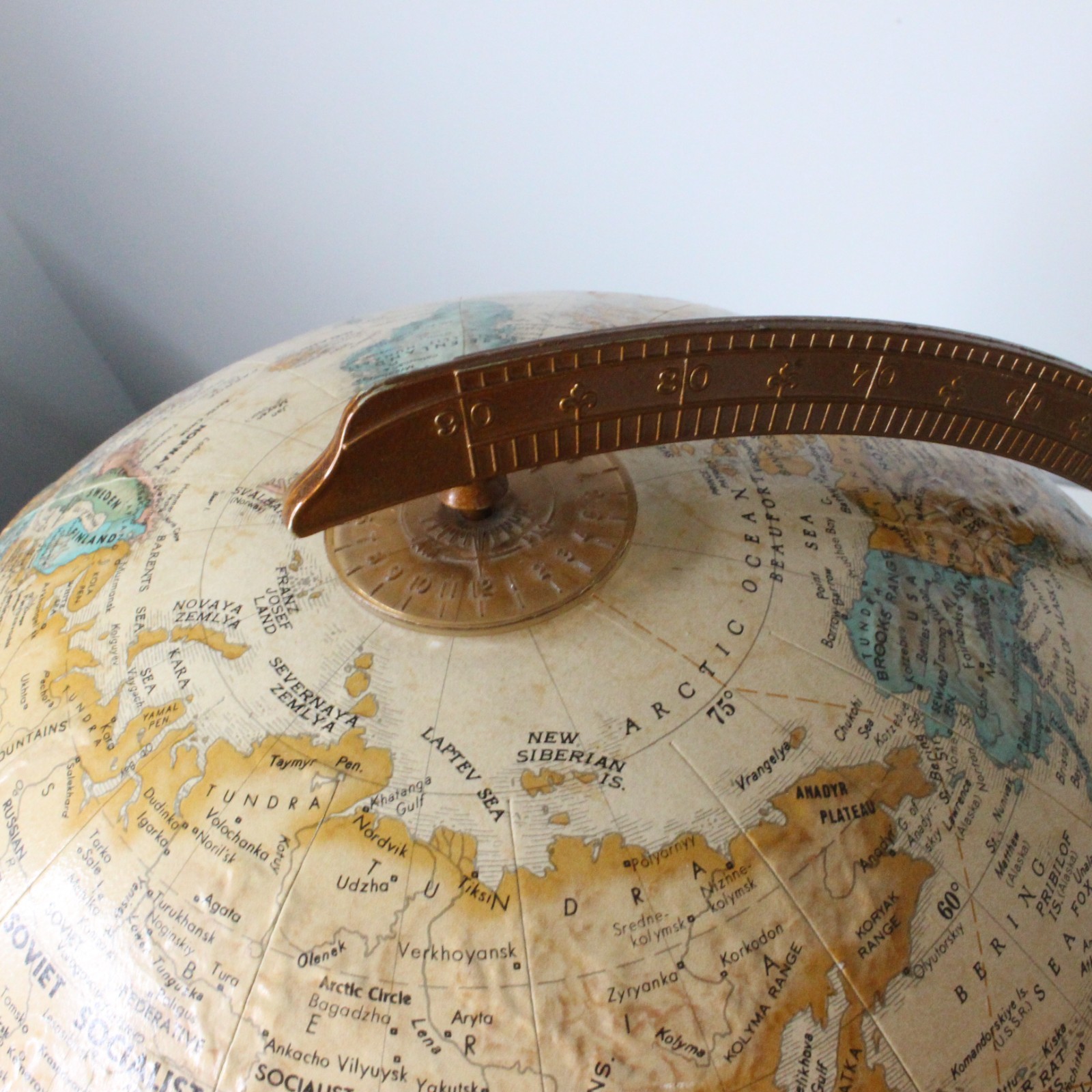 Vintage Replogle 12″ Diameter Tan Globe World Classic Series Raised Relief RARE