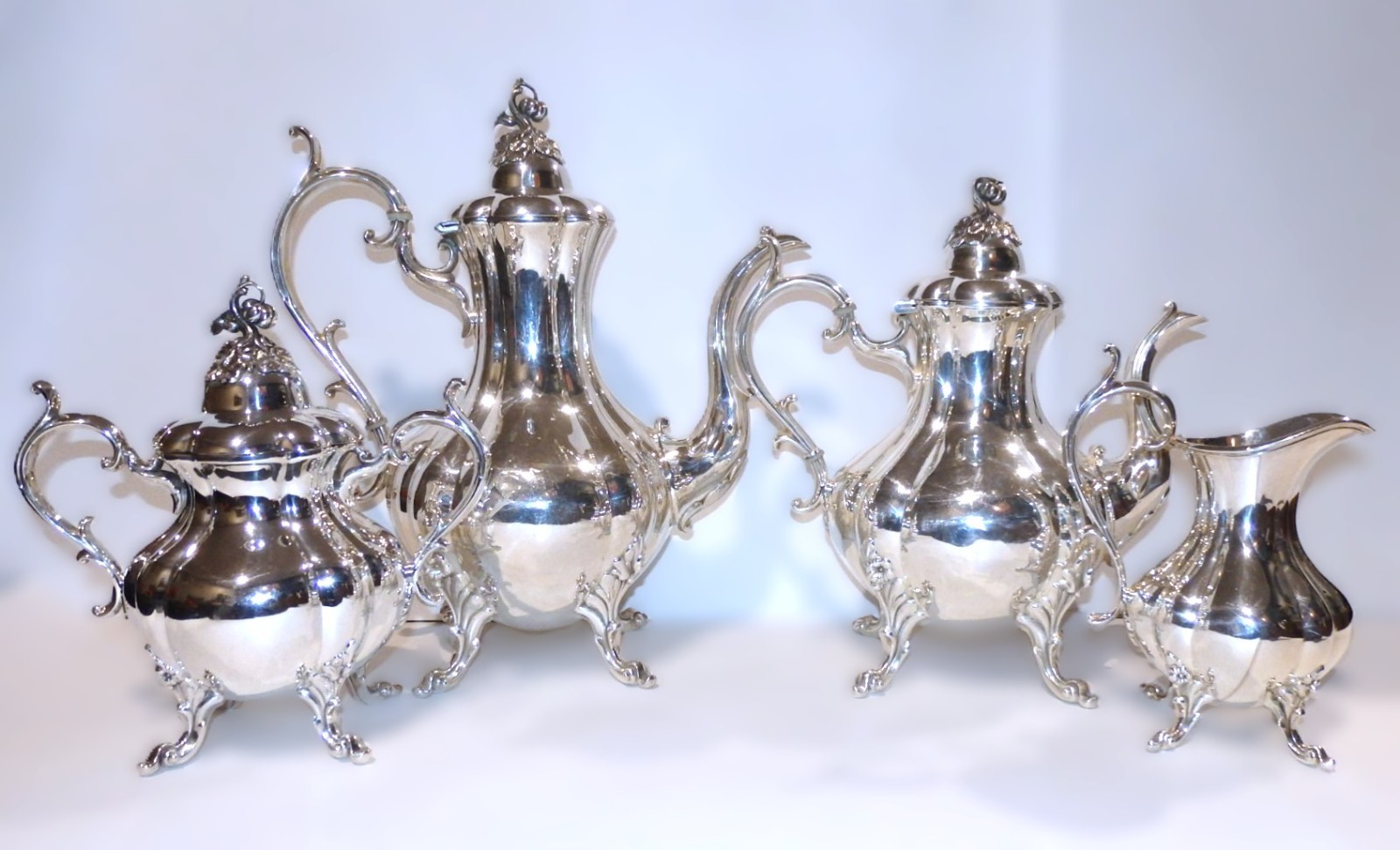 Reed & Barton SilverPlated WINTHROP PUMPKIN COFFEE TEA SET #1795 w Flaws— READ