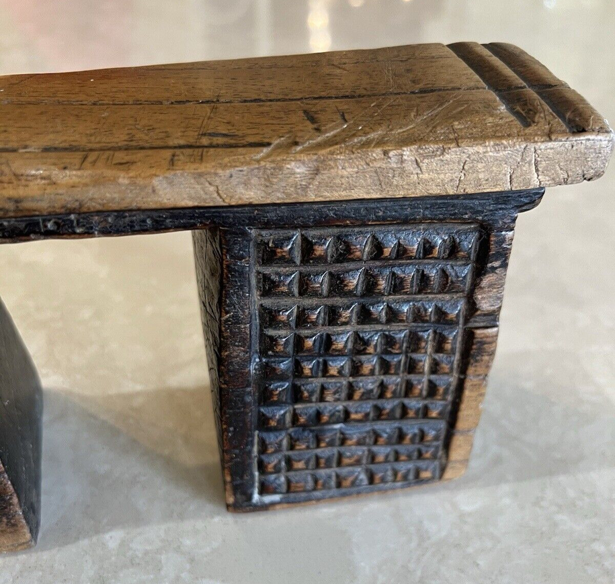 Rare Unique Carved Zulu Headrest Solid Wood South Africa Early 20th Century #467