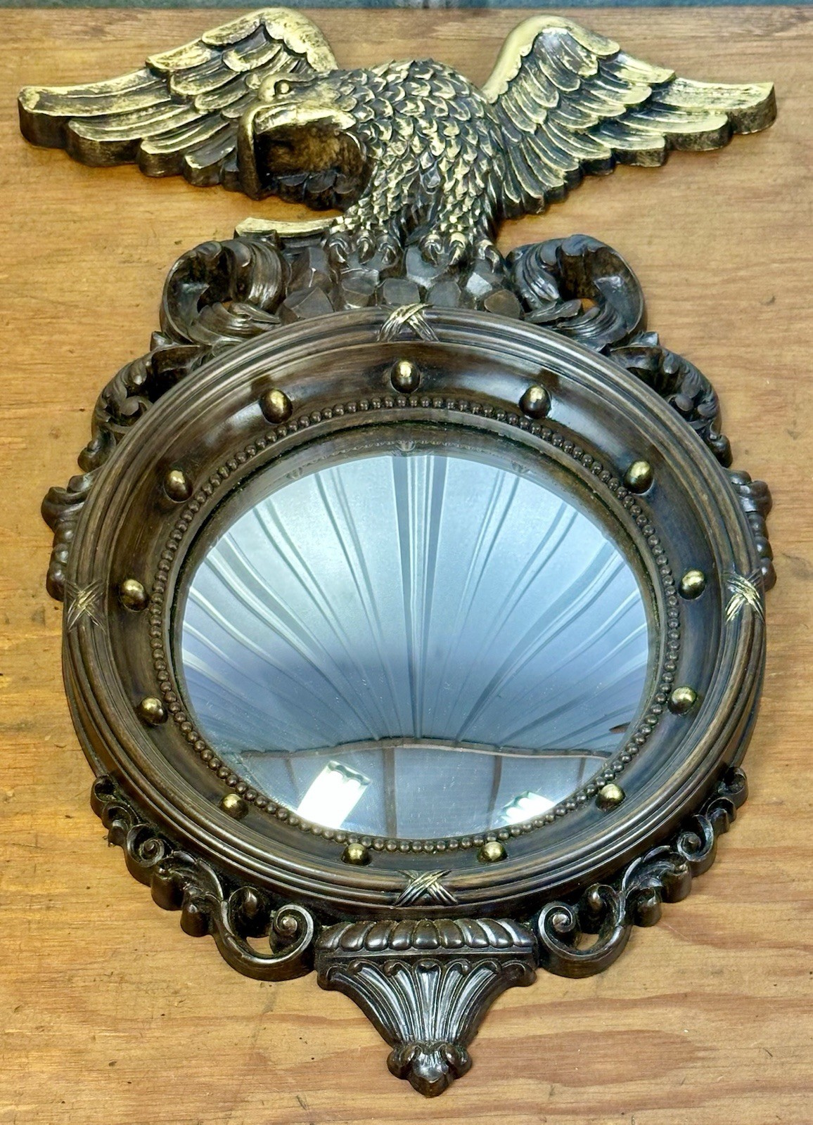 Vintage 4410 Federal American Eagle Convex Bubble Mirror 16” Antique DART IND.