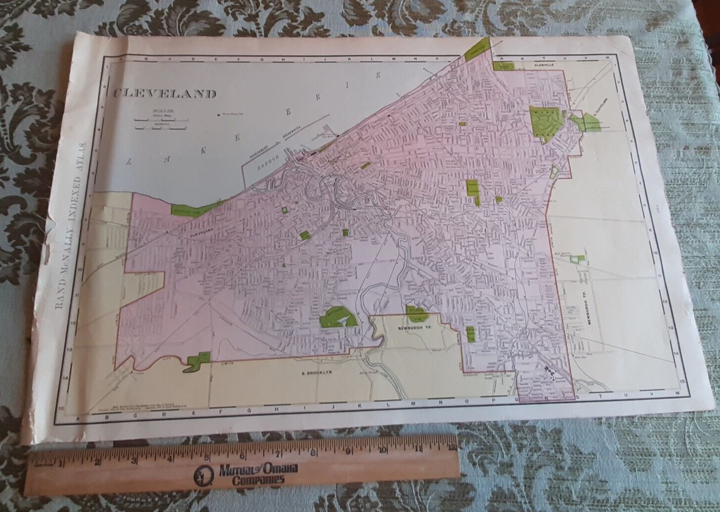 1904 RAND MCNALLY New Business Atlas MAP of CLEVELAND Ohio VG