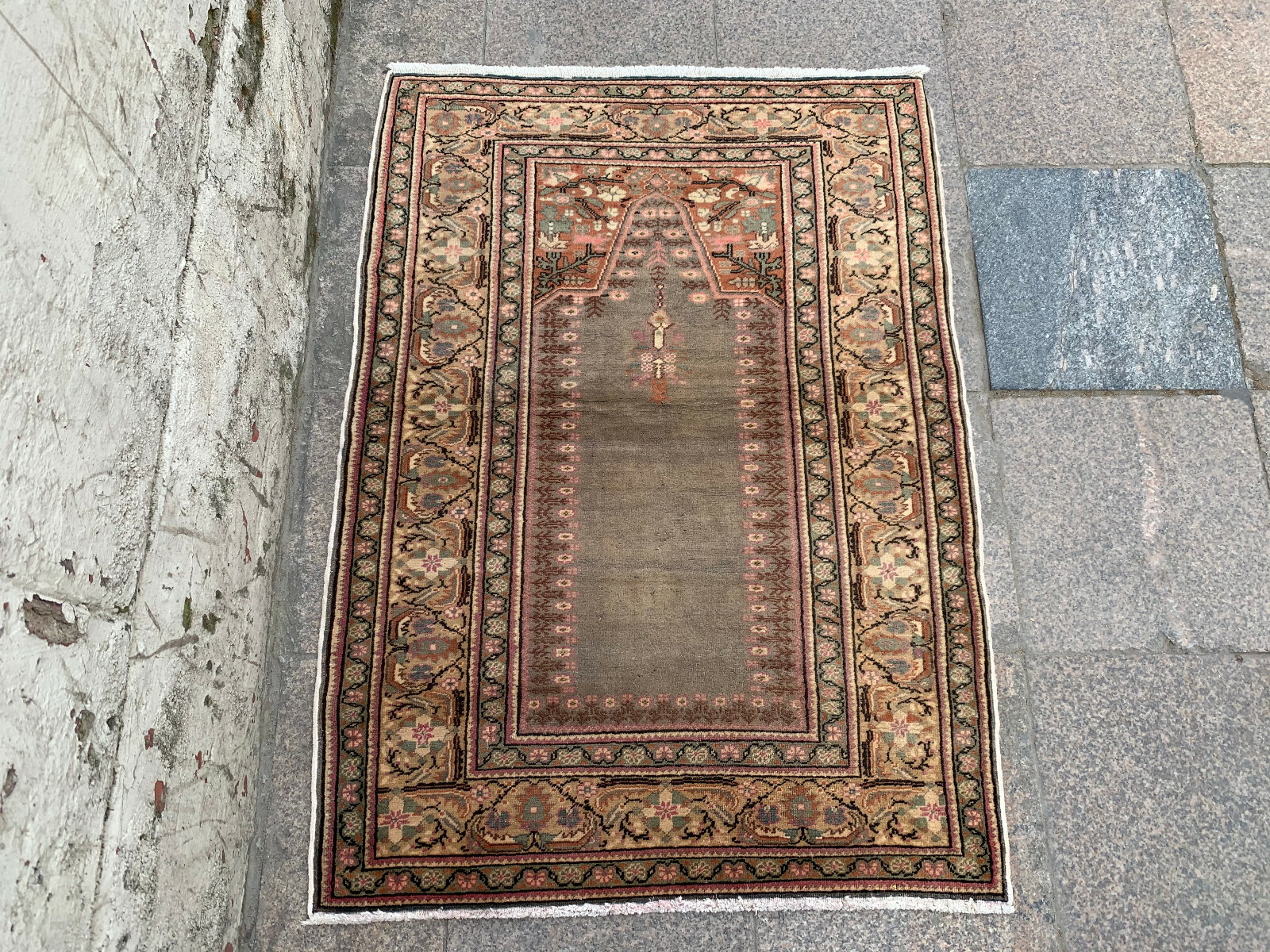 3’2” x 4’5” Handmade Carpet Village Rug Organic Rug Natural Carpet.SKU:K1402