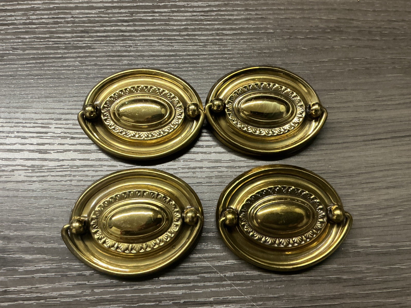4 Keeler Brass KBC Hepplewhite Antique Hardware Vintage Drawer Pull Oval 3” (61
