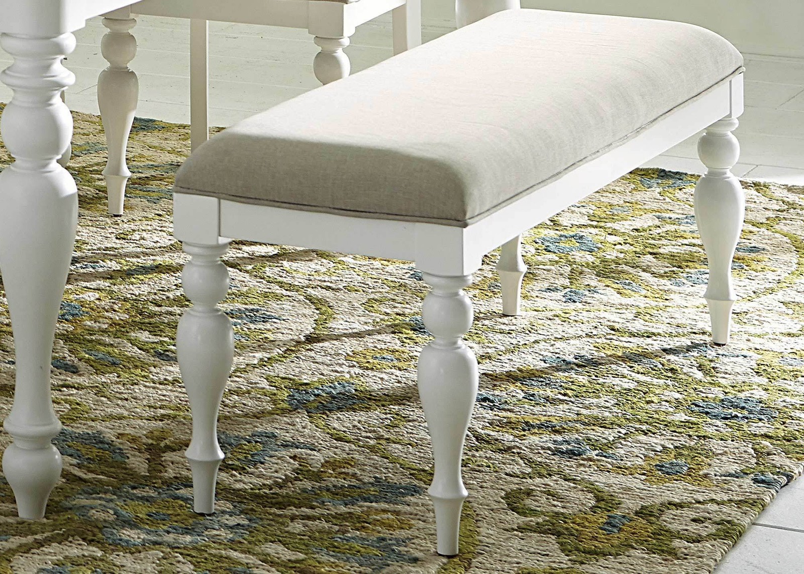 Bowery Hill Transitional Wood Dining Bench in Oyster White
