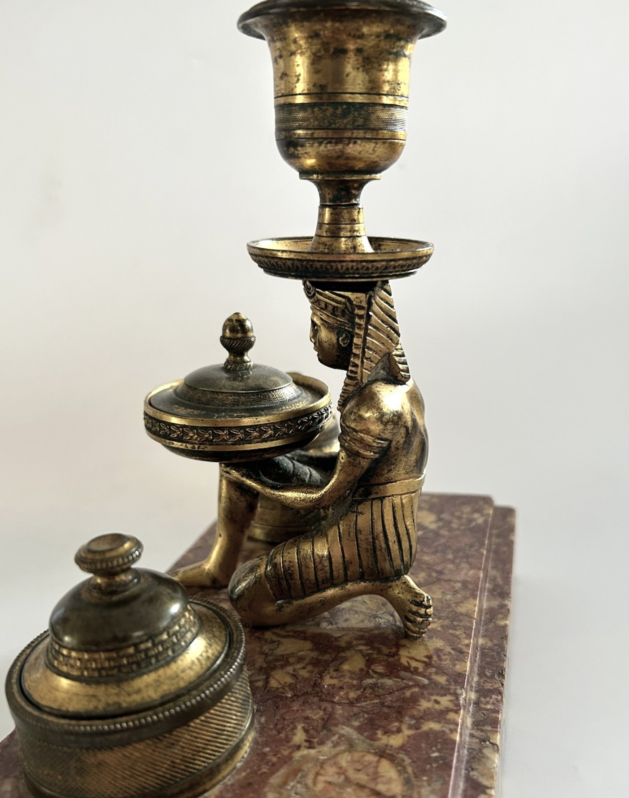 Antique Regency Period Ormolu Egyptian Revival Ink Stand