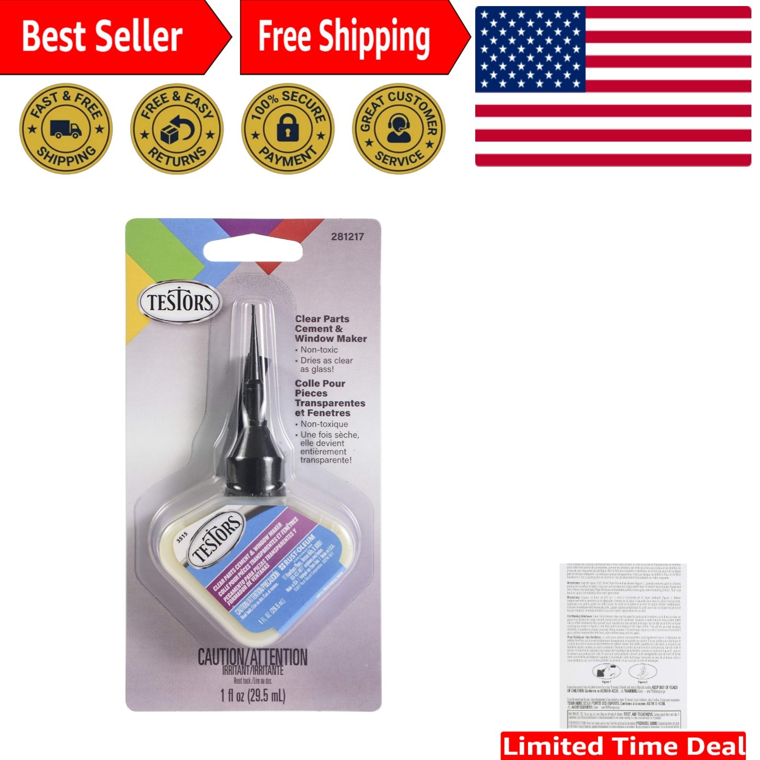 Testor Corp Clear Parts Cement 1oz | Crystal Clear, Non-Yellowing Model Glue