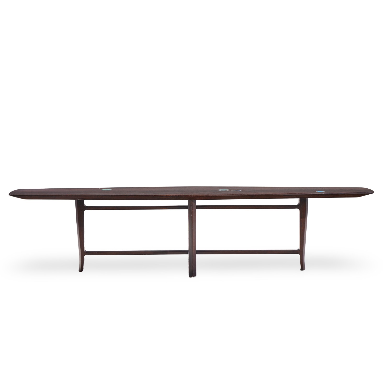 Edward Wormley for Dunbar 5632 Walnut, Mahogany with Natzler Tiles Coffee Table