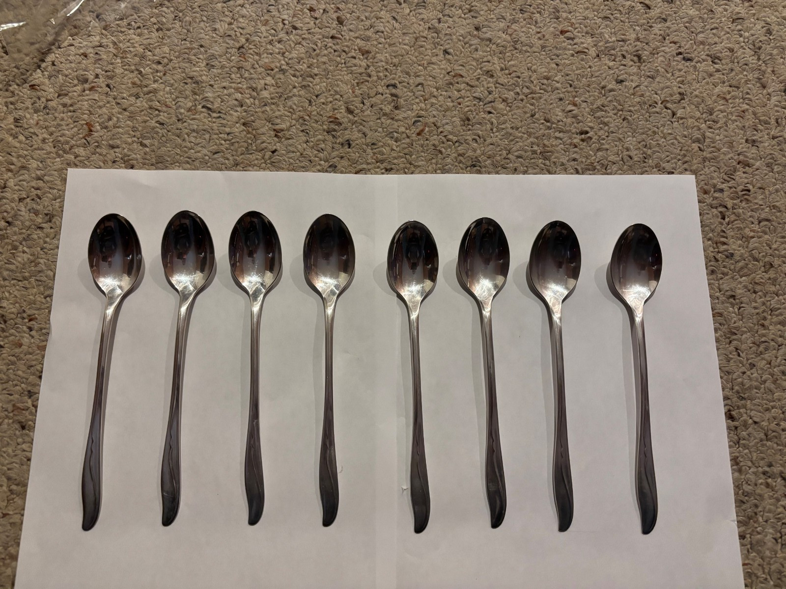 Meriden Sea Wings Silver Plated Iced Tea Spoons Mid-Century 7 1/2″ Set of 8
